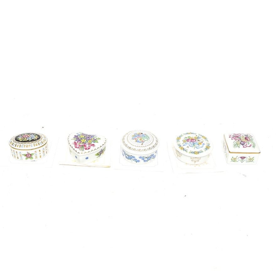 Vintage Cadeaux D'Amour Limoges Porcelain Trinket Boxes