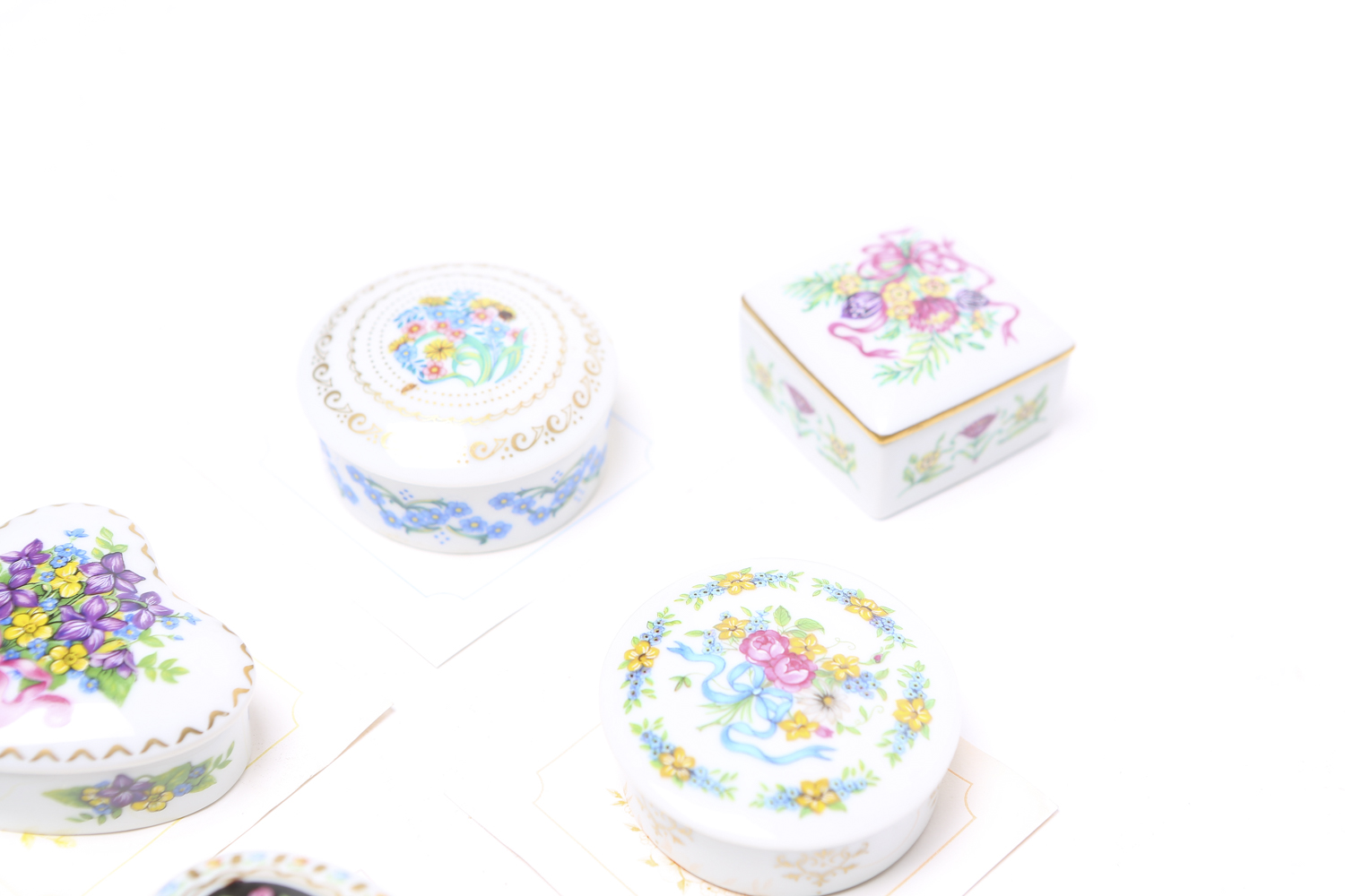 Vintage Cadeaux D'Amour Limoges Porcelain Trinket Boxes