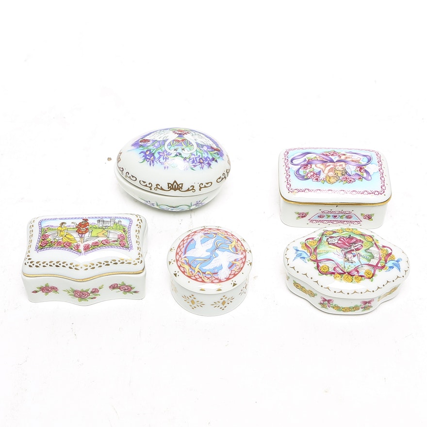 Vintage Cadeaux D'Amour Limoges Porcelain Trinket Boxes