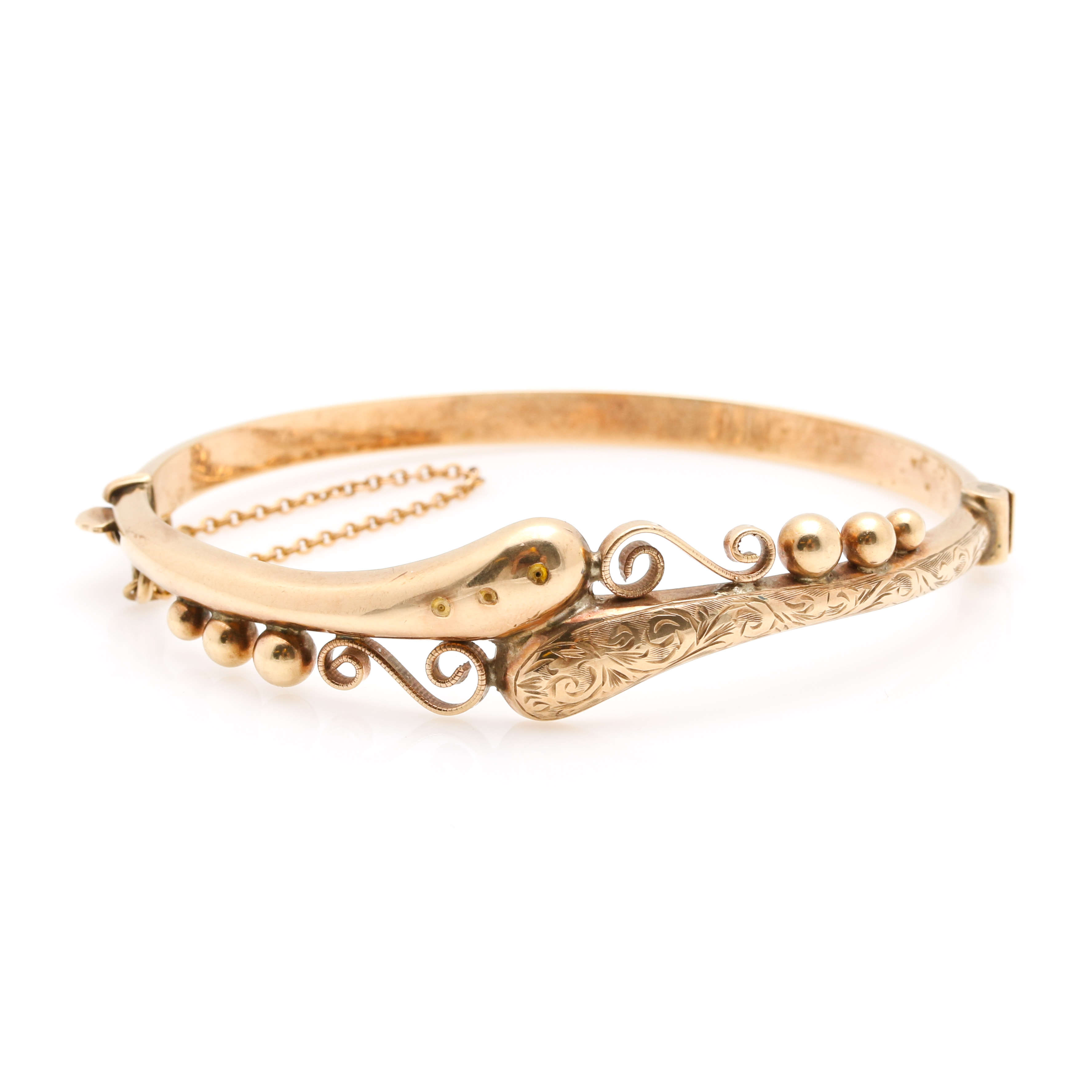 9K Yellow Gold Hinged Bangle Bracelet