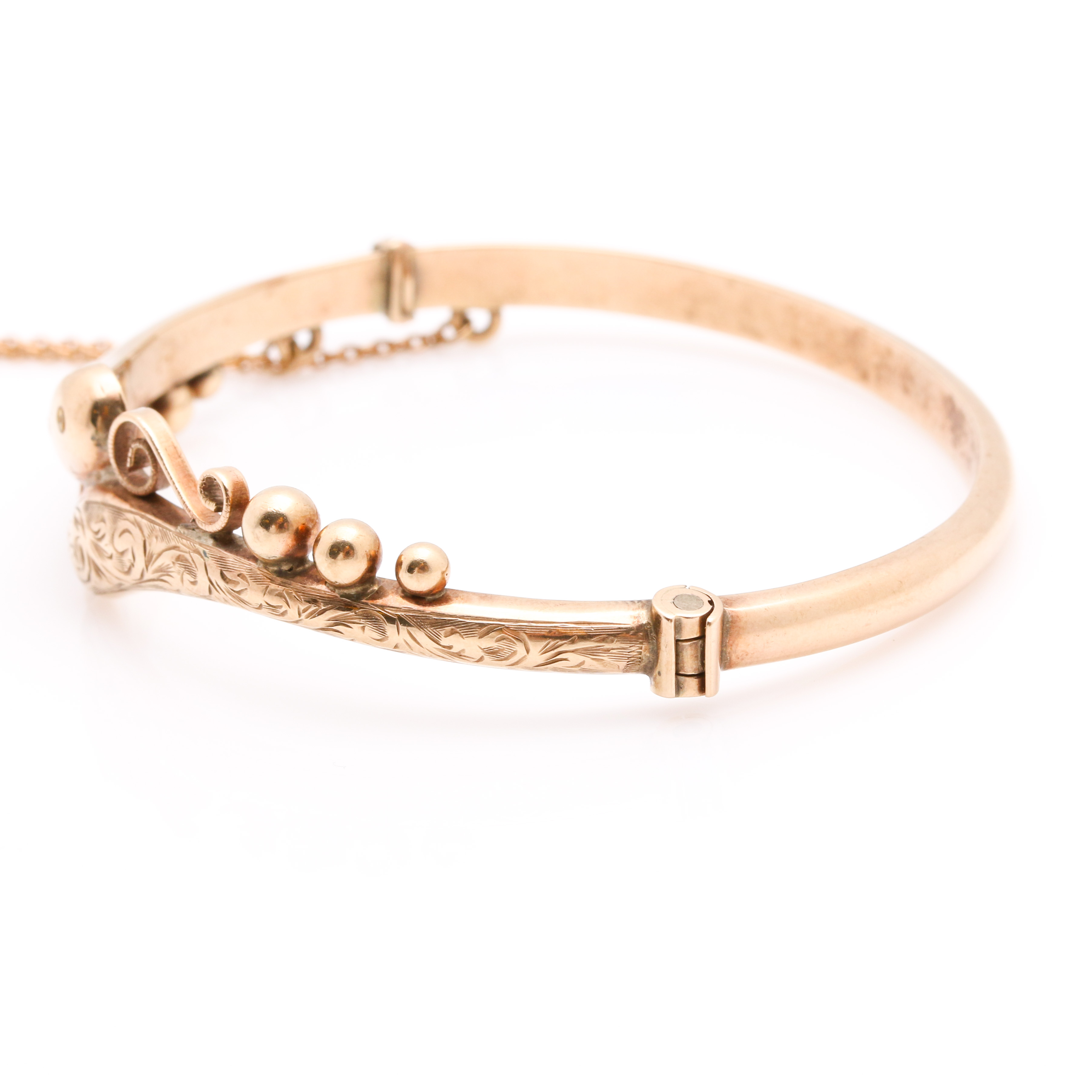 9K Yellow Gold Hinged Bangle Bracelet