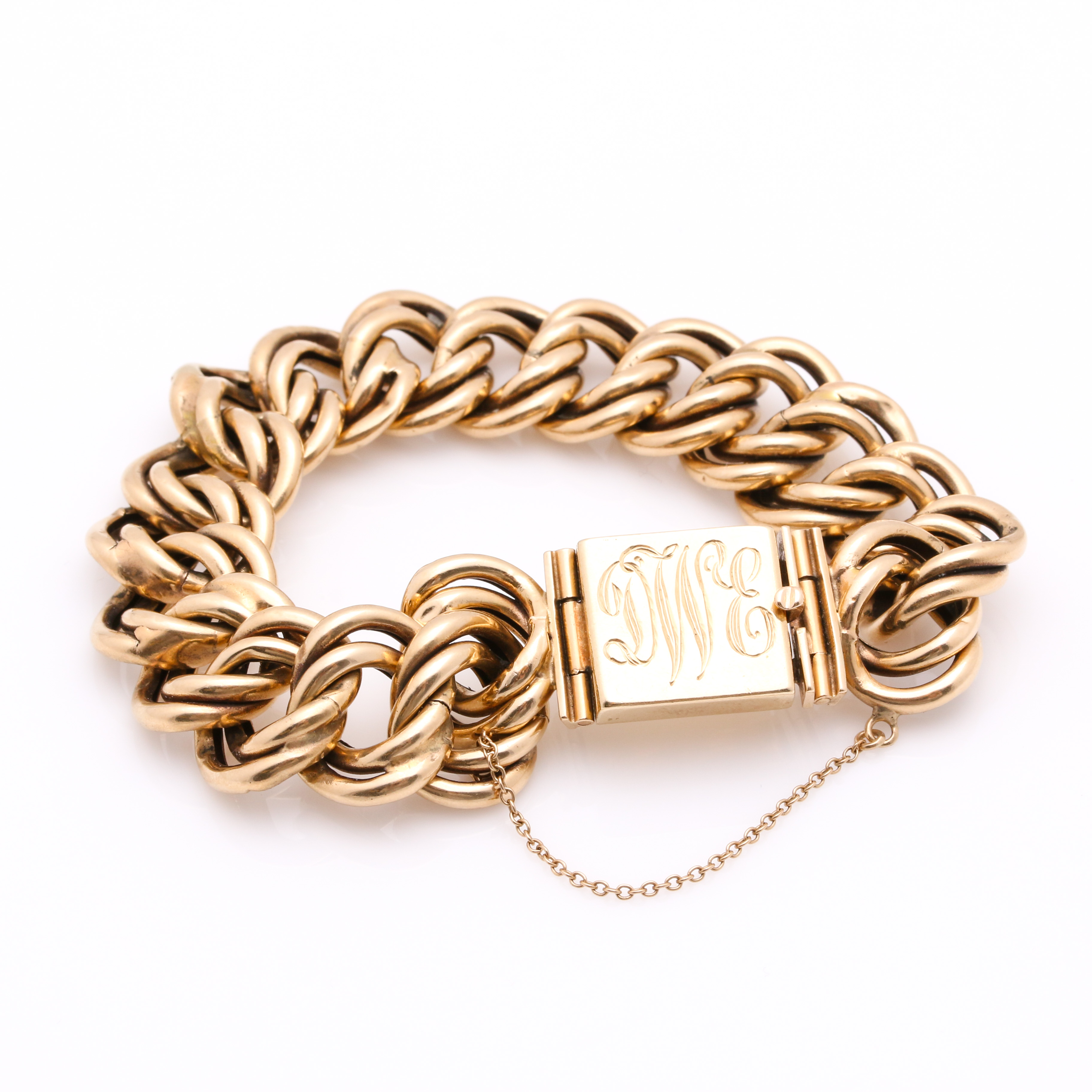 14K Yellow Gold Double Link Curb Chain Bracelet