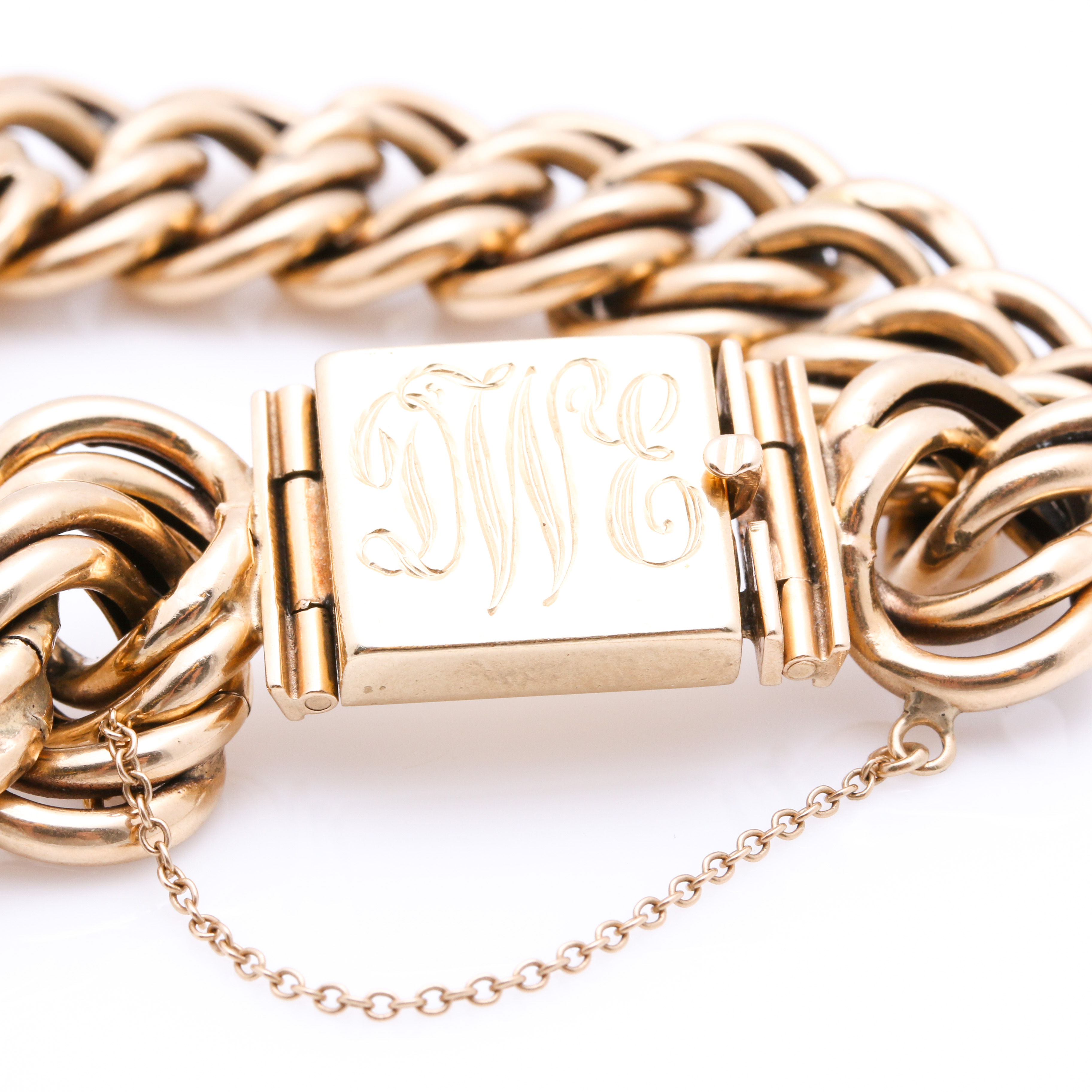 14K Yellow Gold Double Link Curb Chain Bracelet