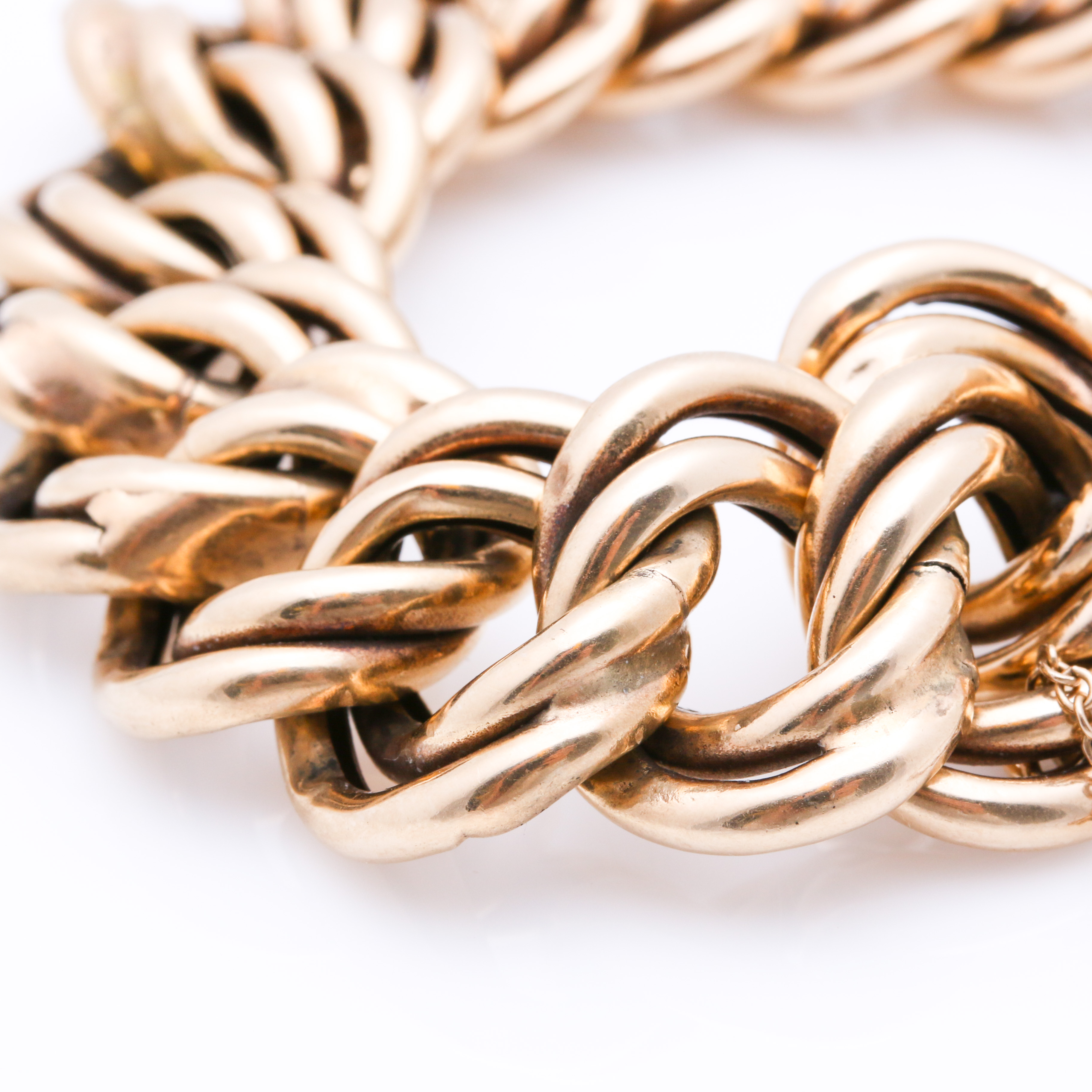 14K Yellow Gold Double Link Curb Chain Bracelet