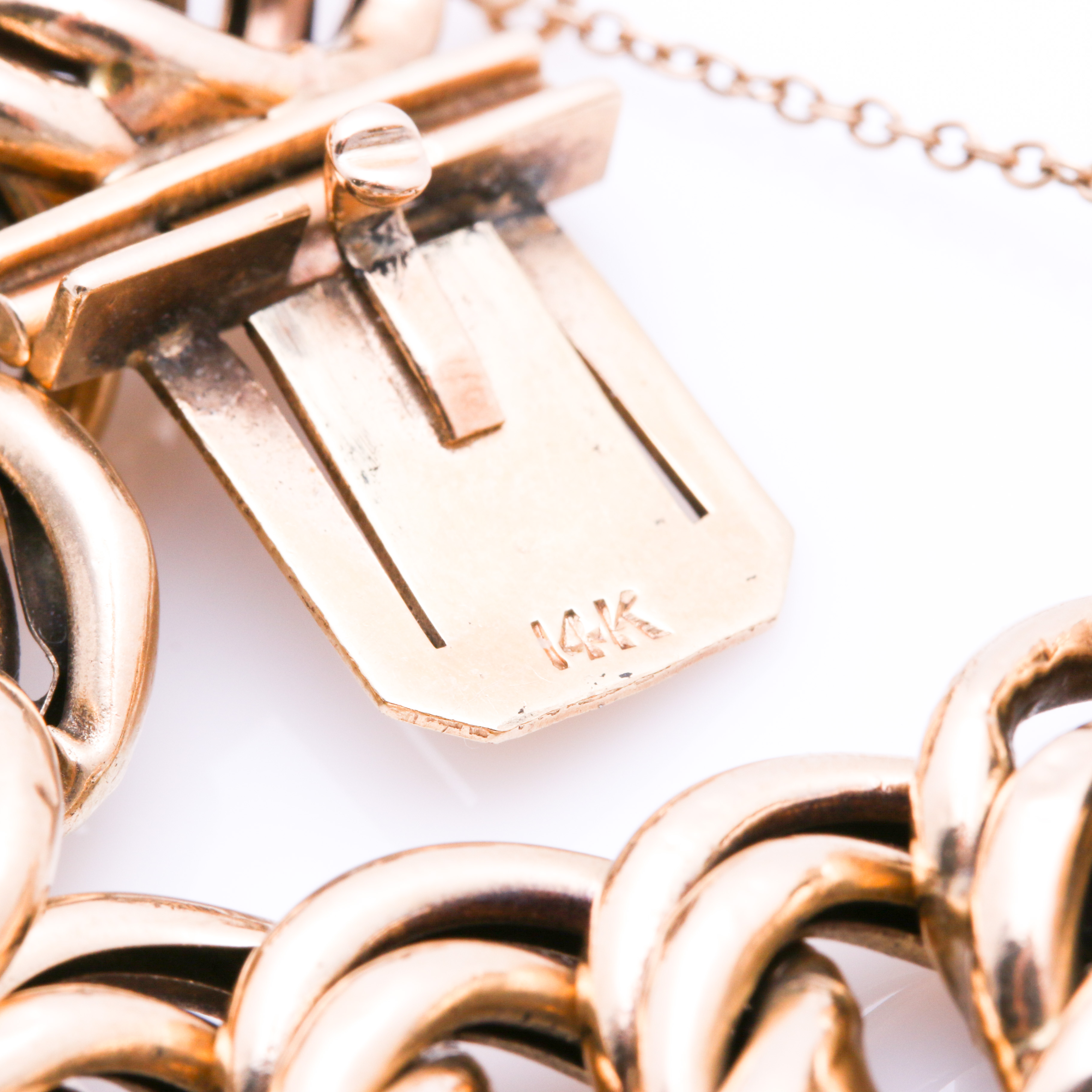 14K Yellow Gold Double Link Curb Chain Bracelet