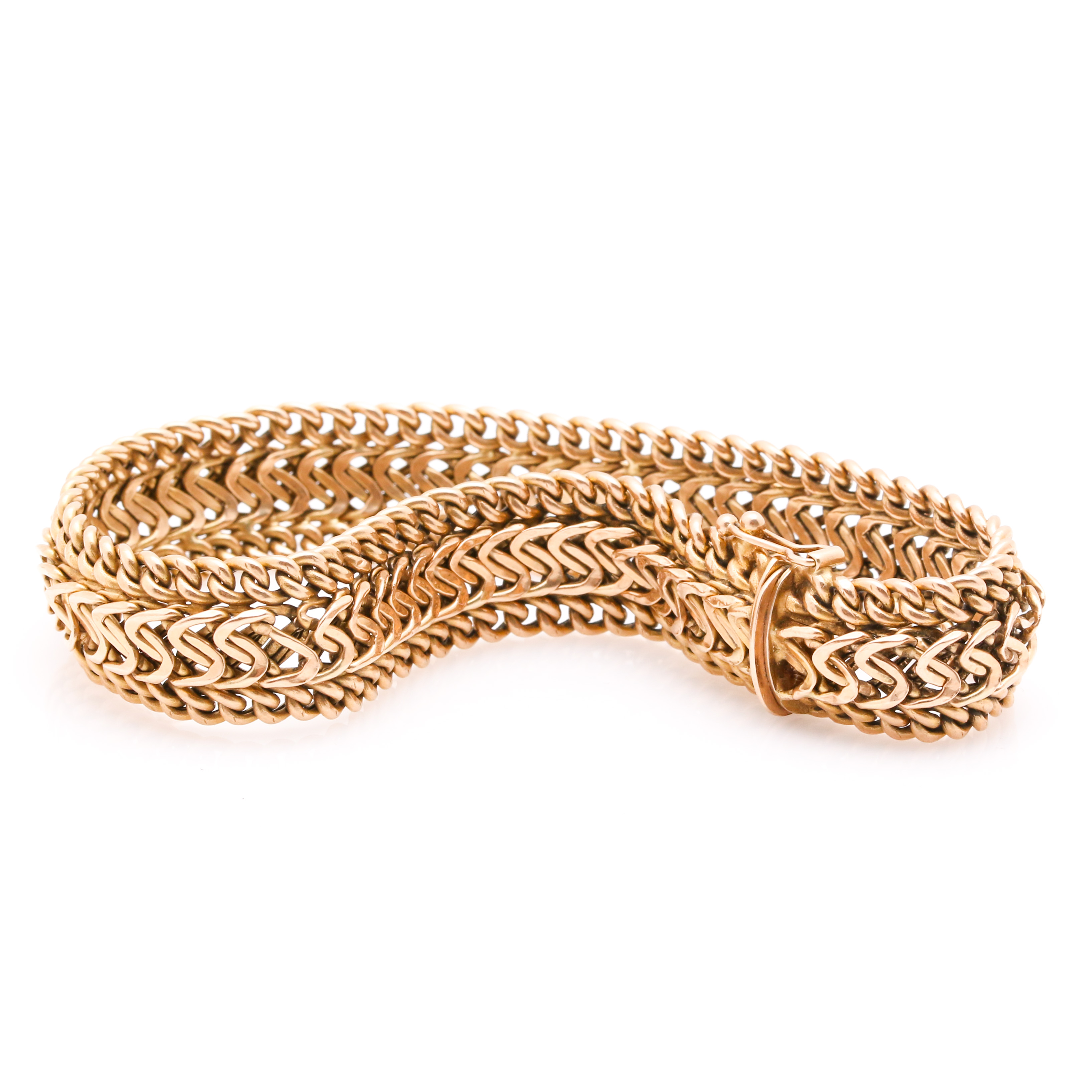14K Yellow Gold Fancy Link Chain Bracelet