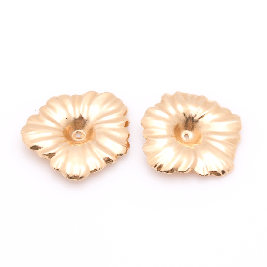 14K Yellow Gold Floral Earring Jackets