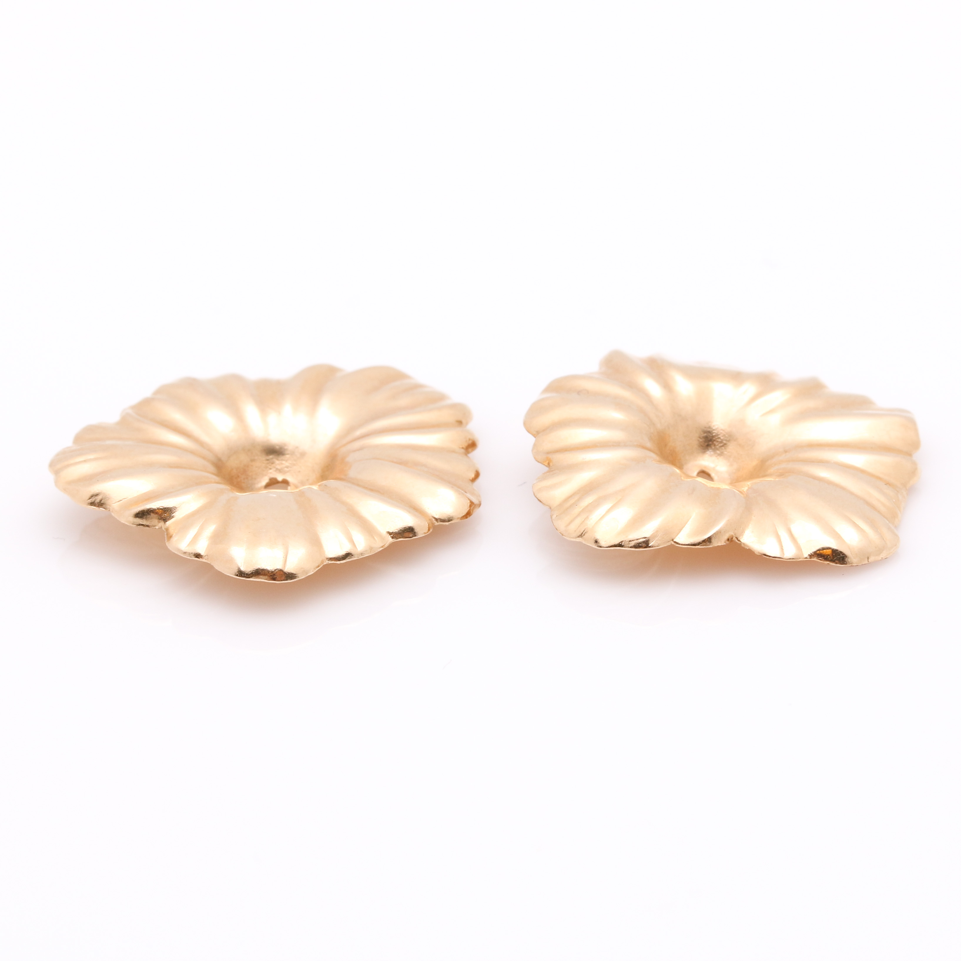 14K Yellow Gold Floral Earring Jackets