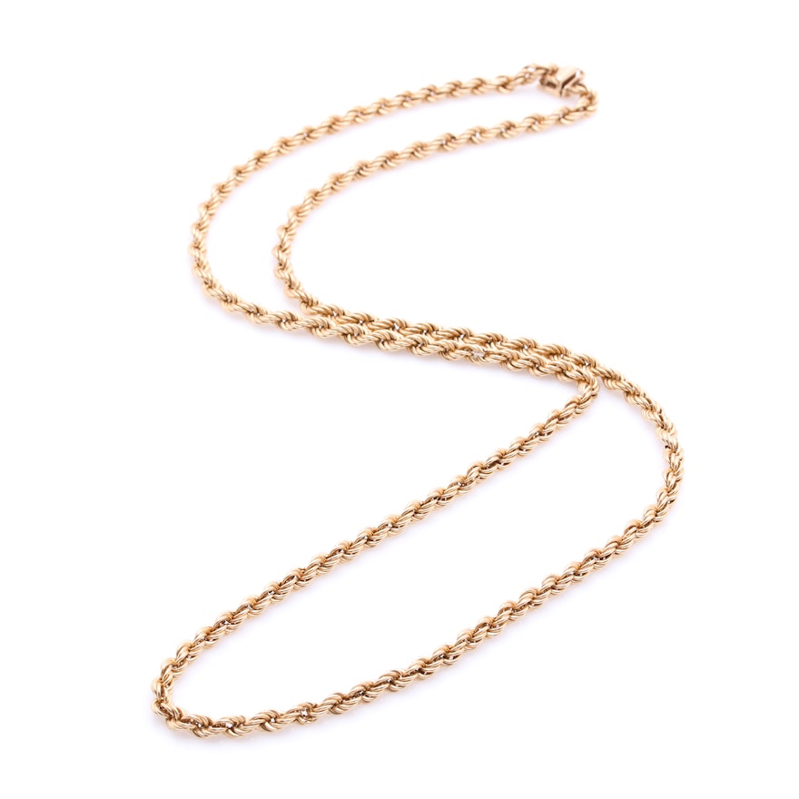 14K Yellow Gold Rope Chain Necklace