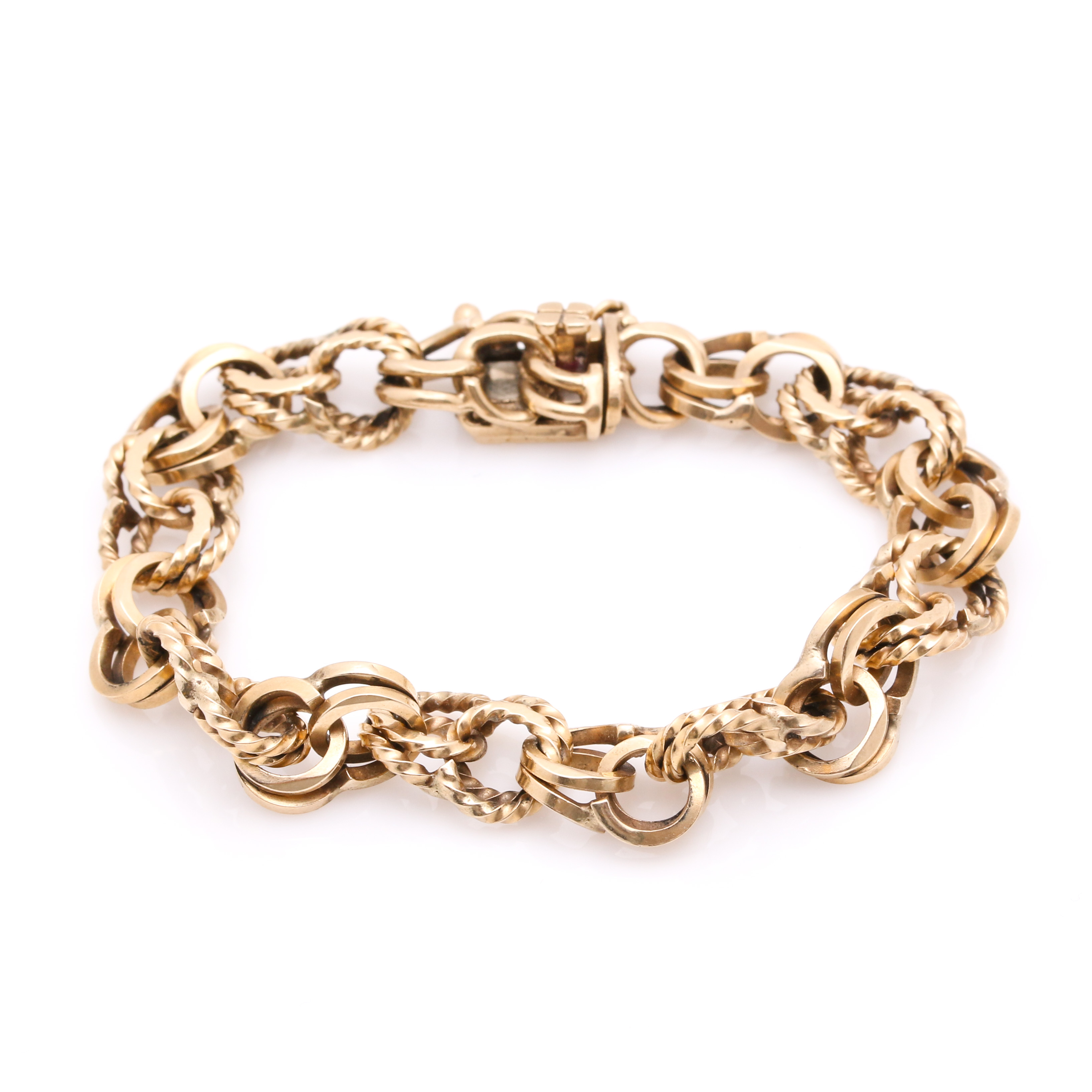 14K Yellow Gold Double Link Curb Bracelet
