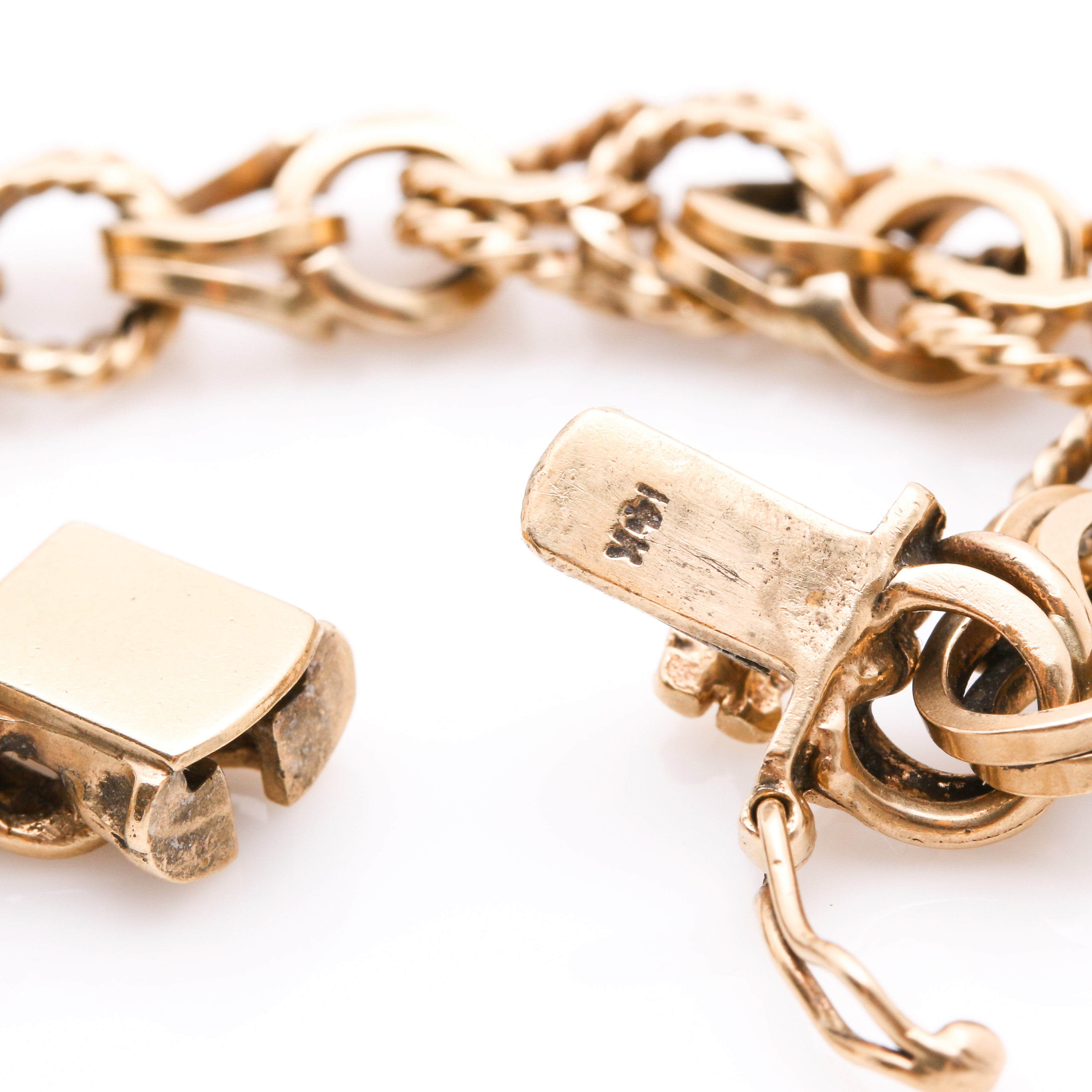 14K Yellow Gold Double Link Curb Bracelet