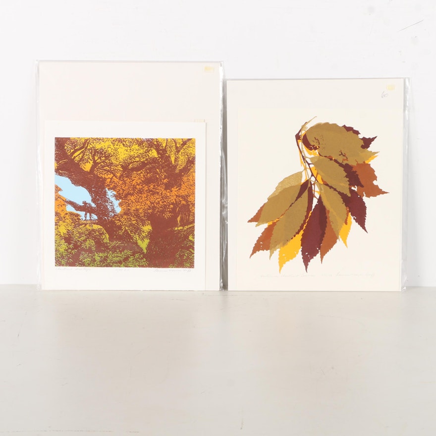 Laura Weaver Huff Limited Edition Serigraphs "Chestnut Treetops" and "Autumn Chestnut Leaves"