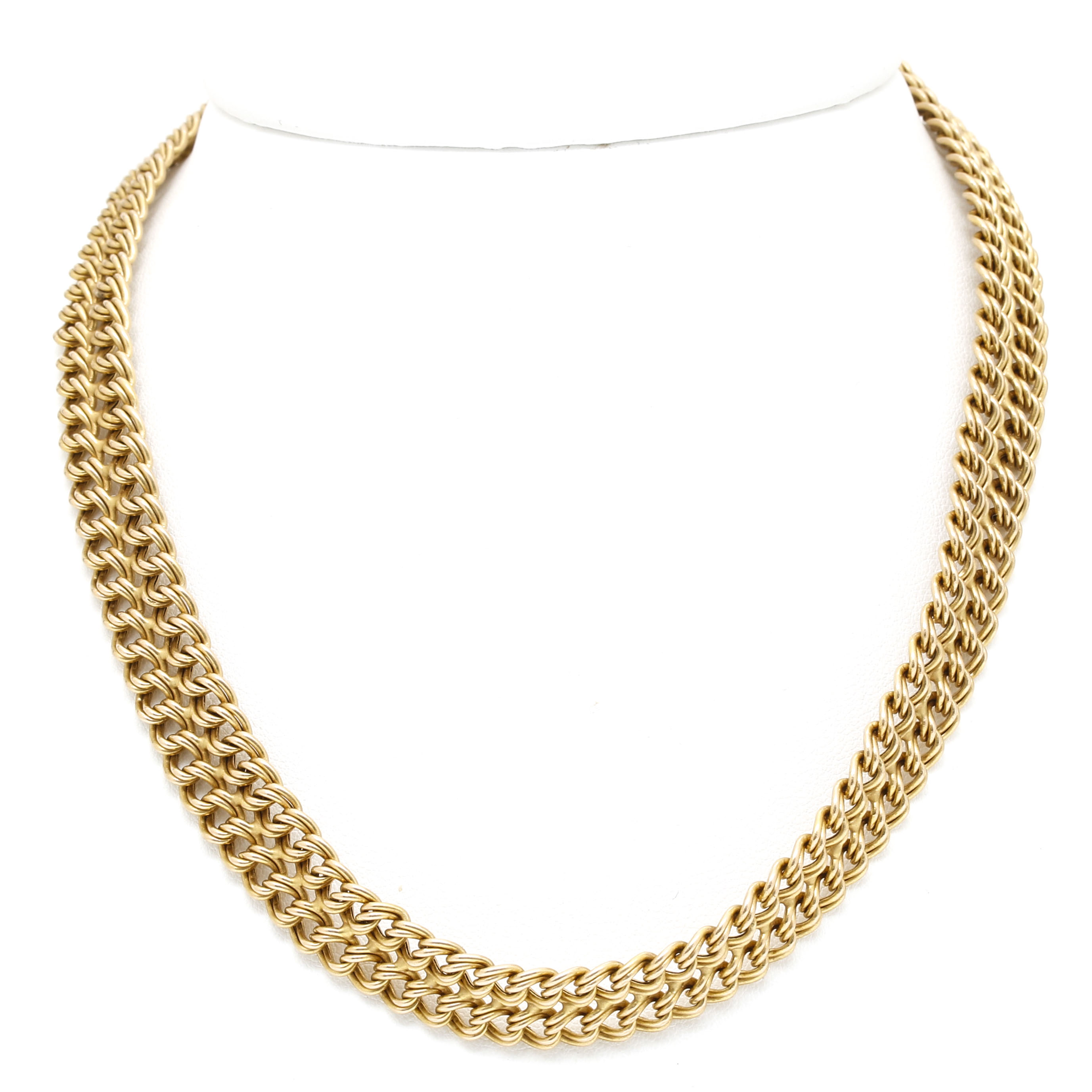 14K Yellow Gold Double Row Curb Chain Necklace
