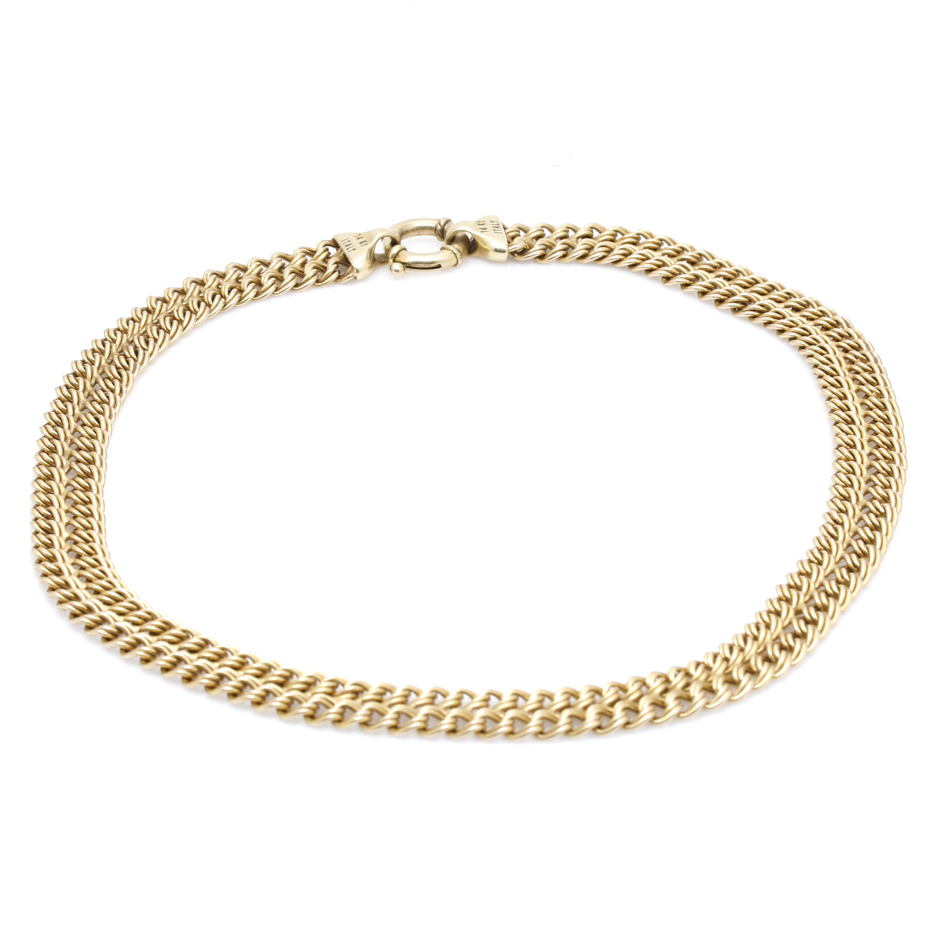 14K Yellow Gold Double Row Curb Chain Necklace