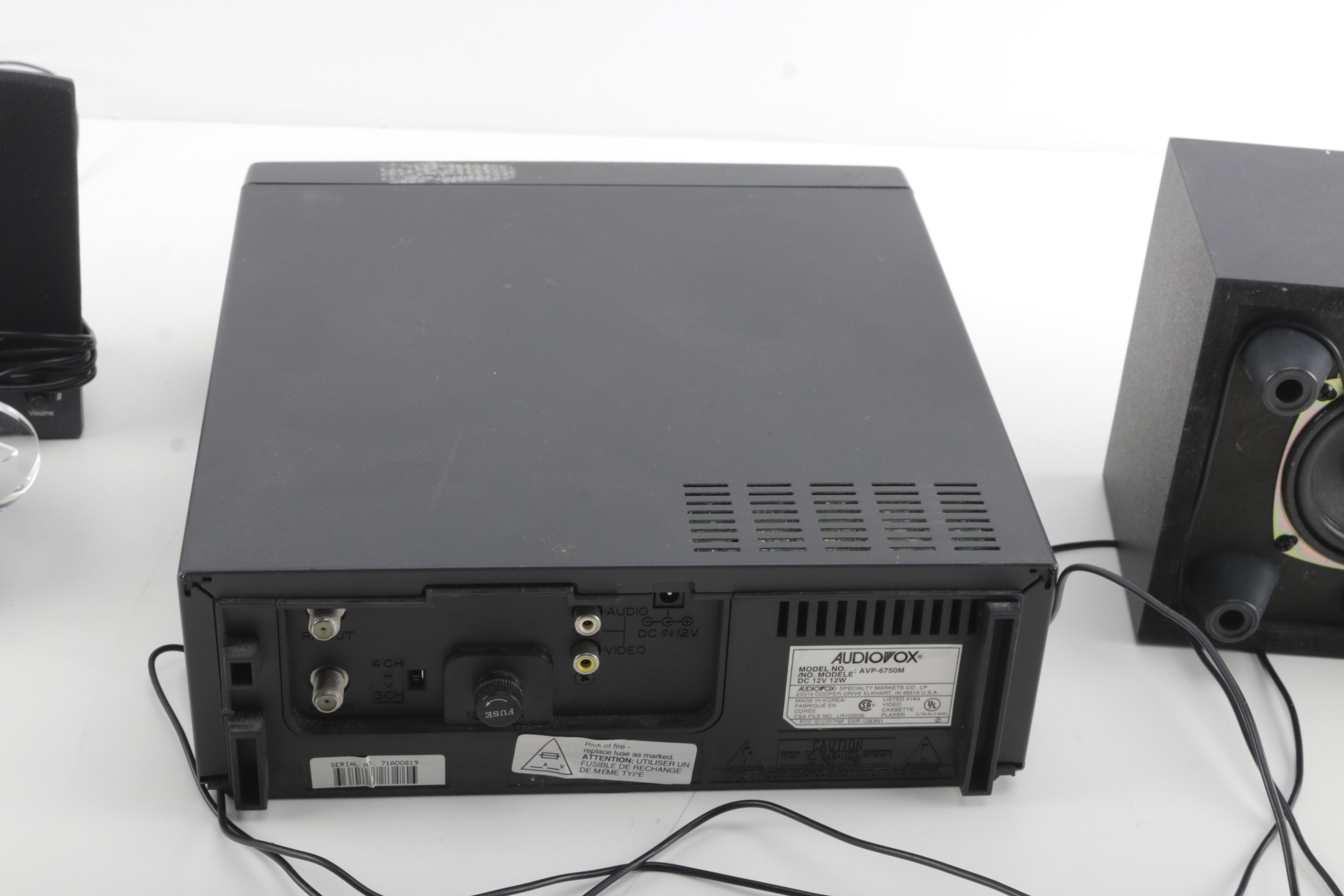 Audiovox AVP-6750M VHS Player with CA Speakers