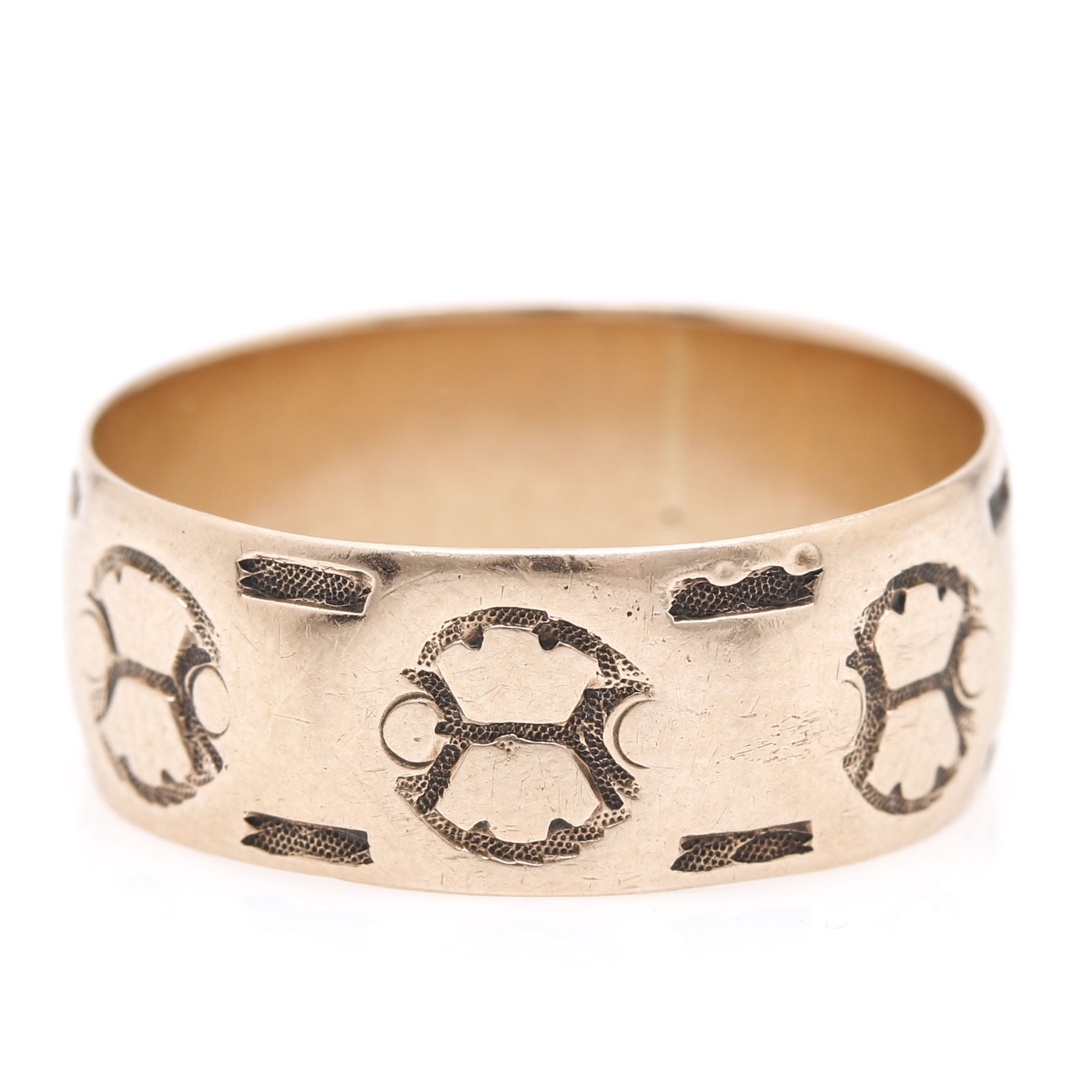 10K Yellow Gold Bundle of Wheat Motif Ring Band