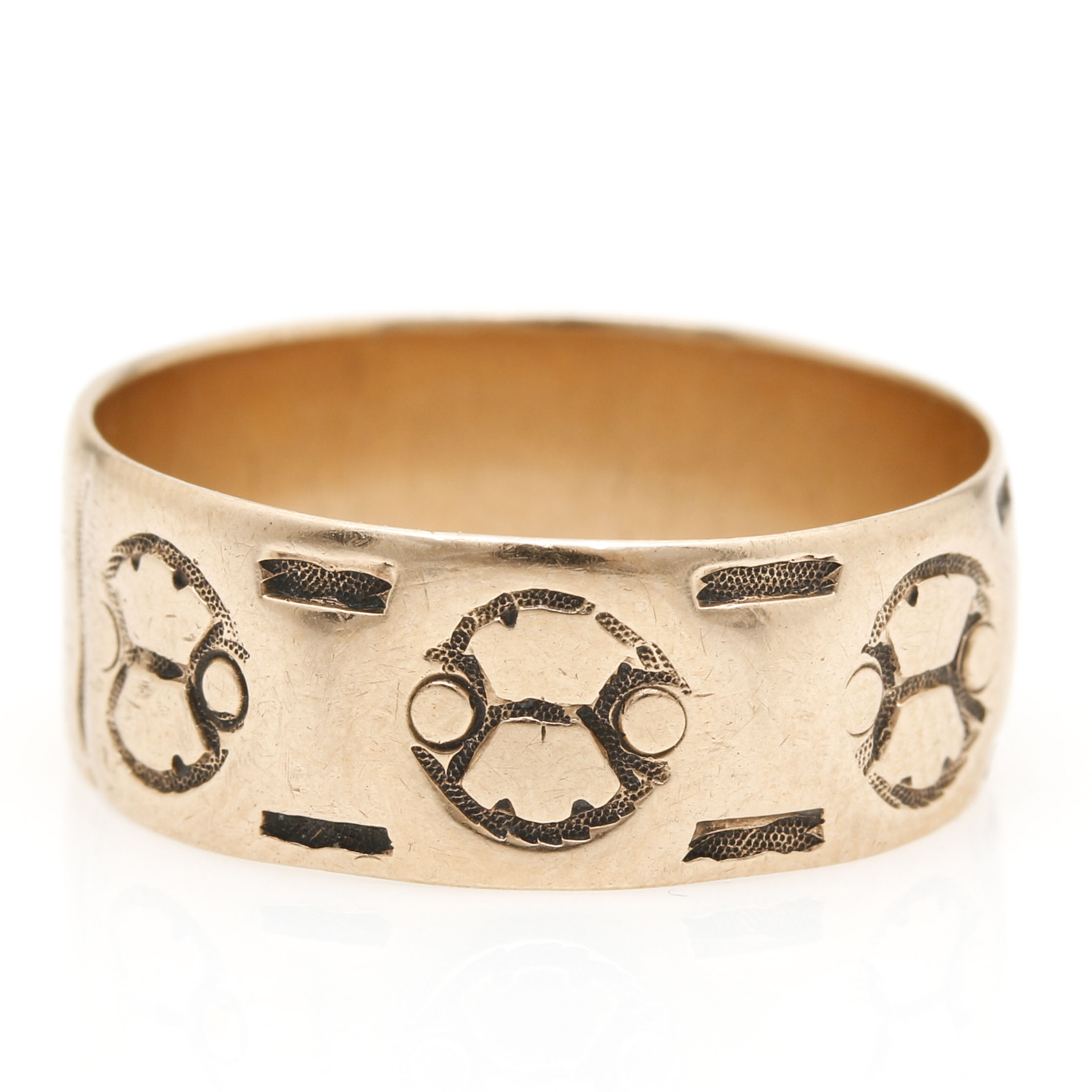 10K Yellow Gold Bundle of Wheat Motif Ring Band