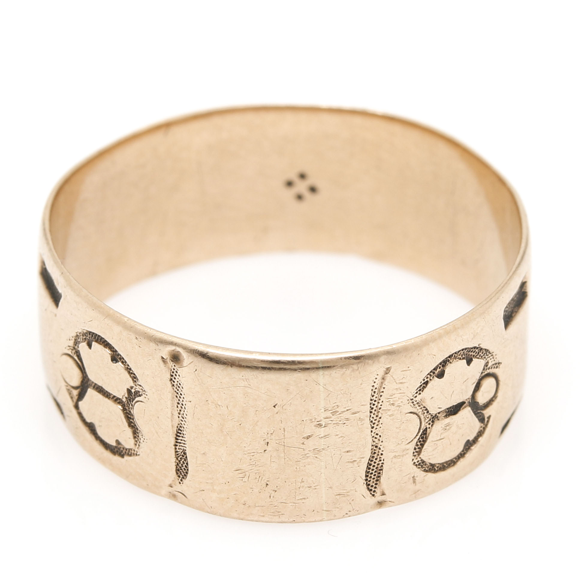 10K Yellow Gold Bundle of Wheat Motif Ring Band