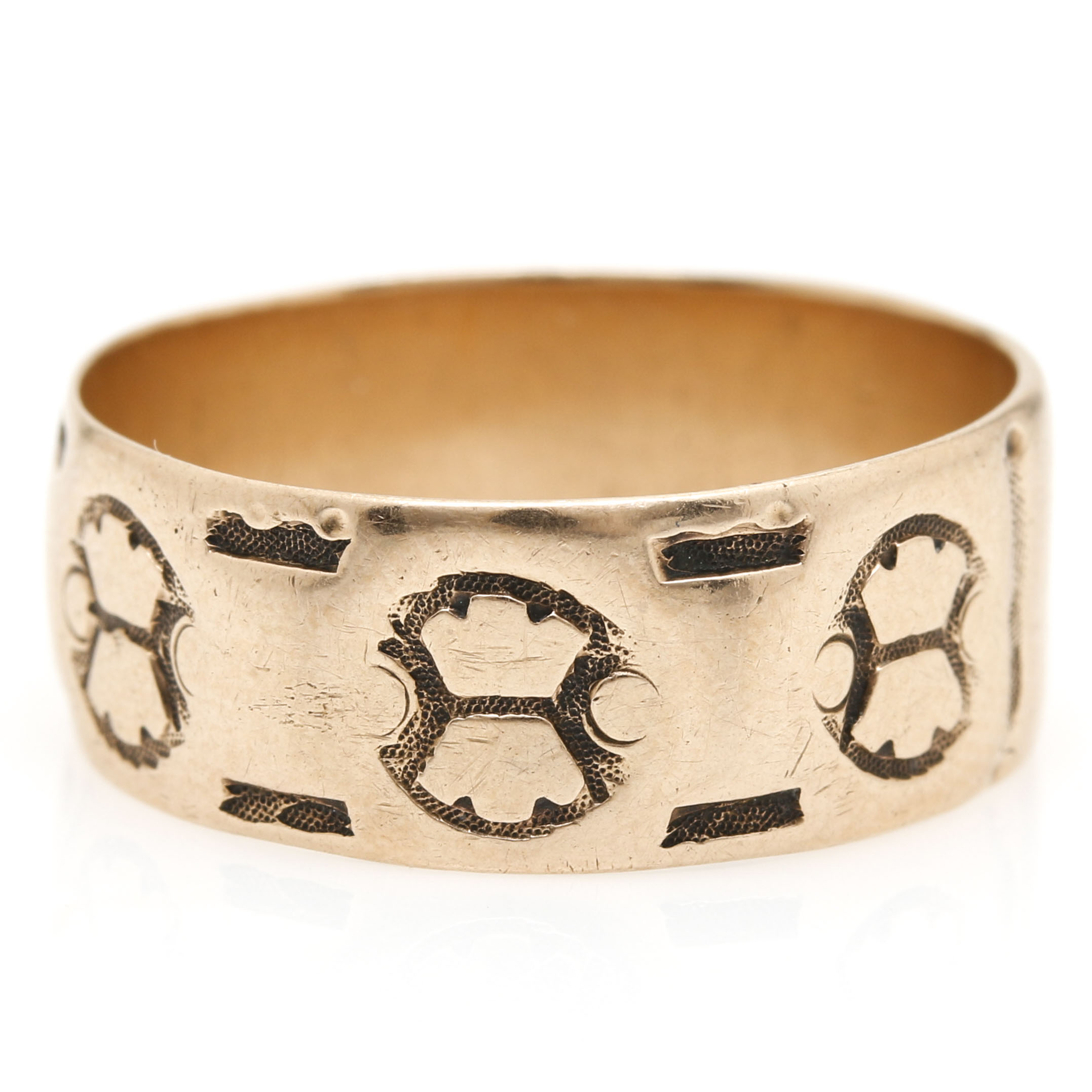 10K Yellow Gold Bundle of Wheat Motif Ring Band