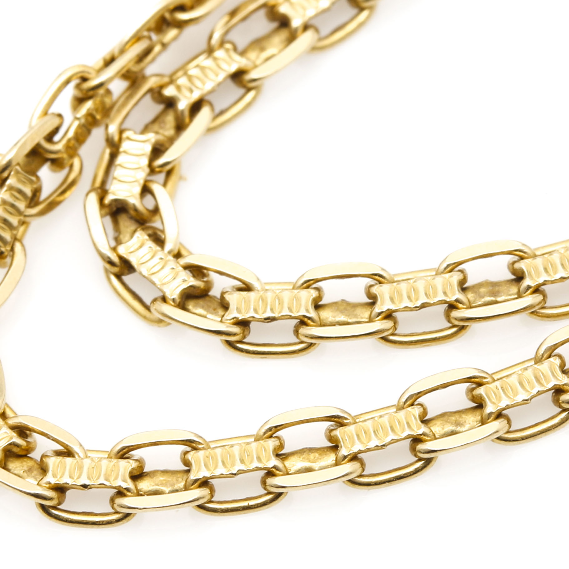 14K Yellow Gold Fancy Curb Chain Necklace