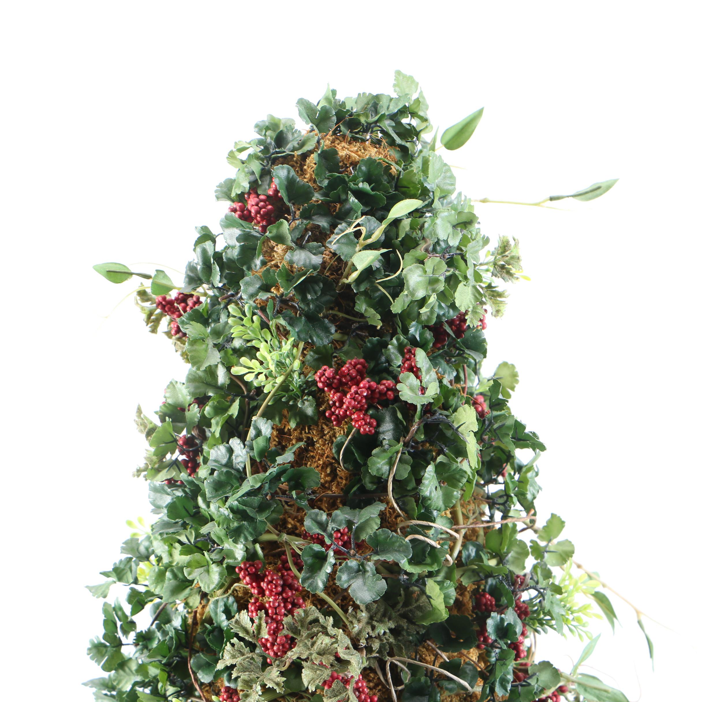 Faux Plants With Red Accents