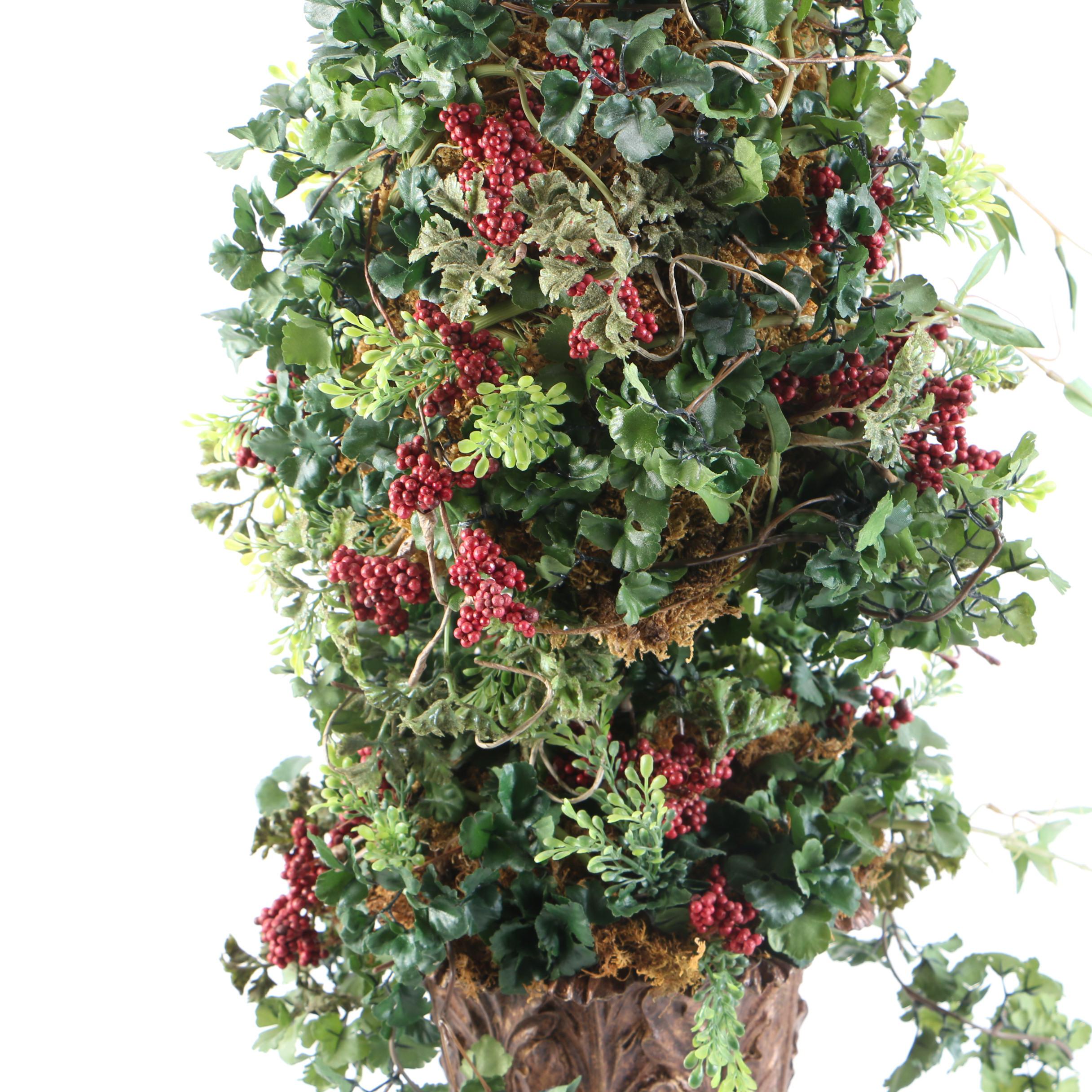 Faux Plants With Red Accents