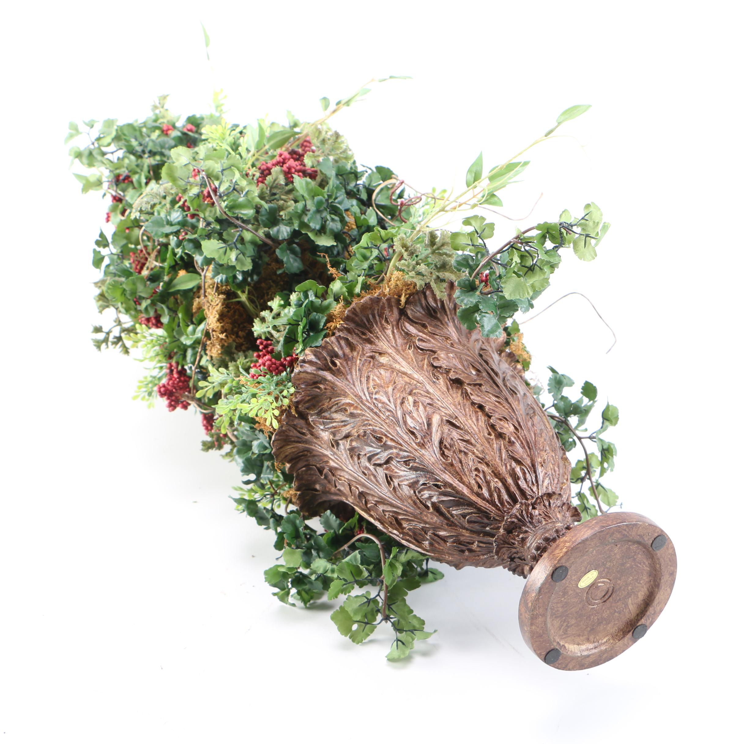 Faux Plants With Red Accents