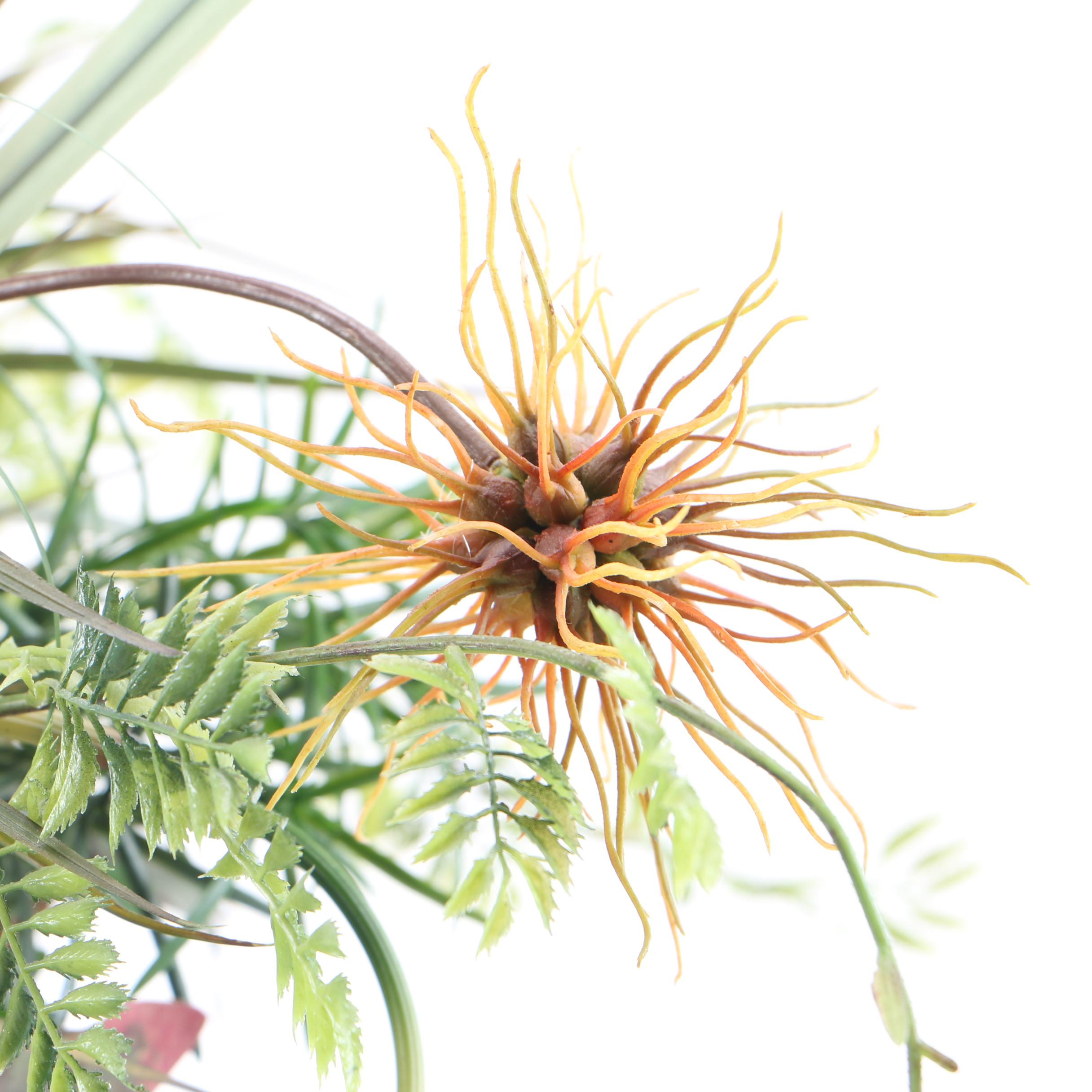 Faux Plants With Red Accents