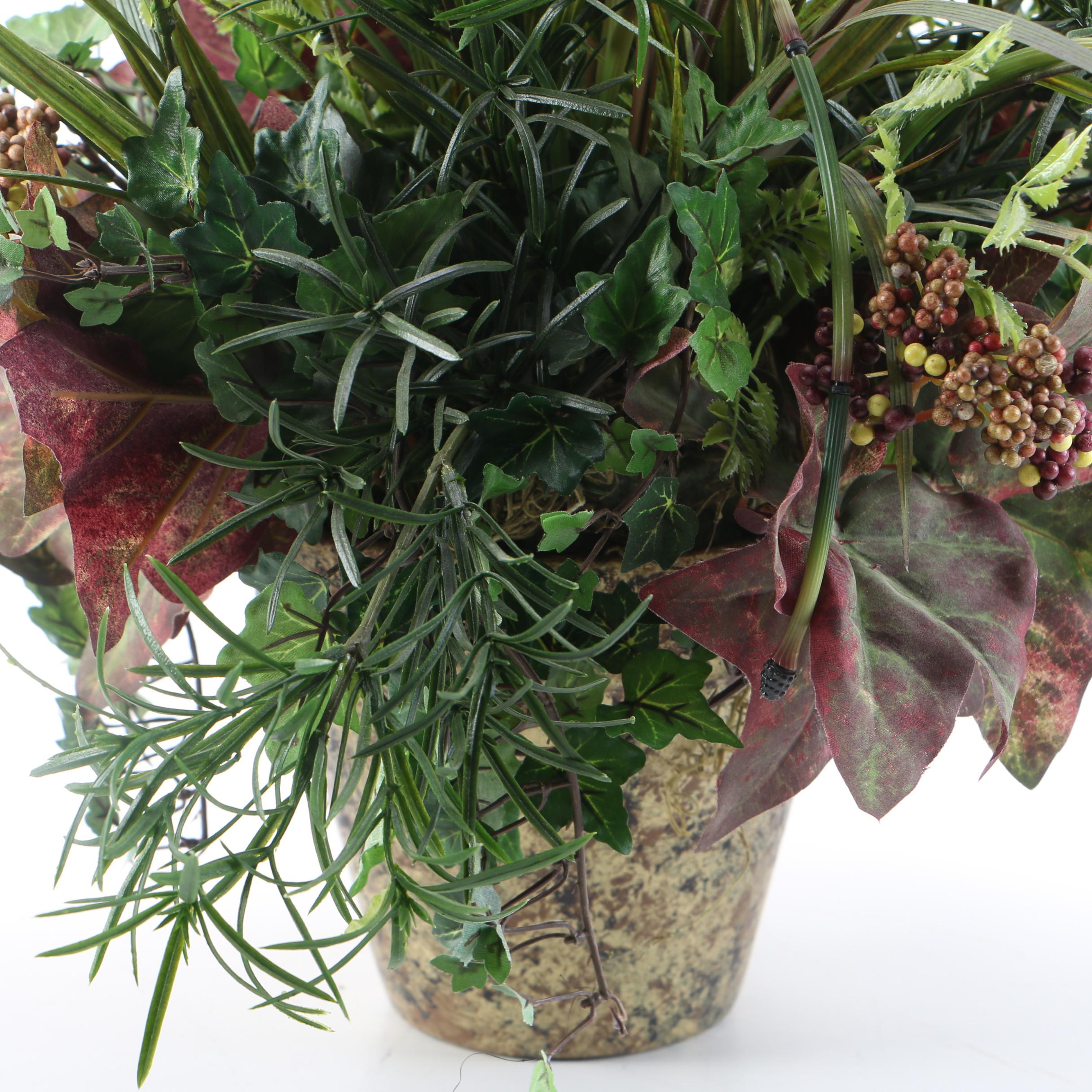 Faux Plants With Red Accents