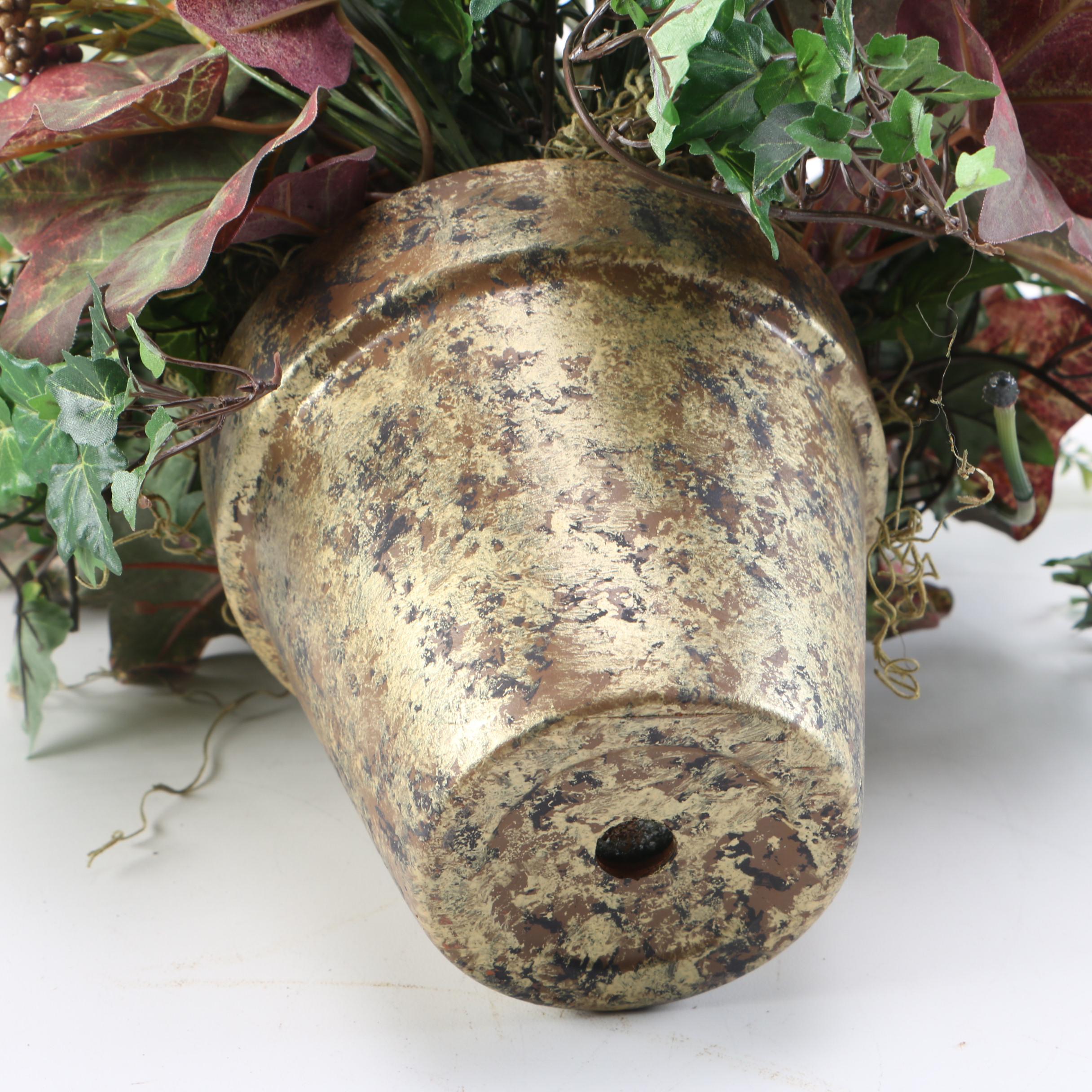 Faux Plants With Red Accents