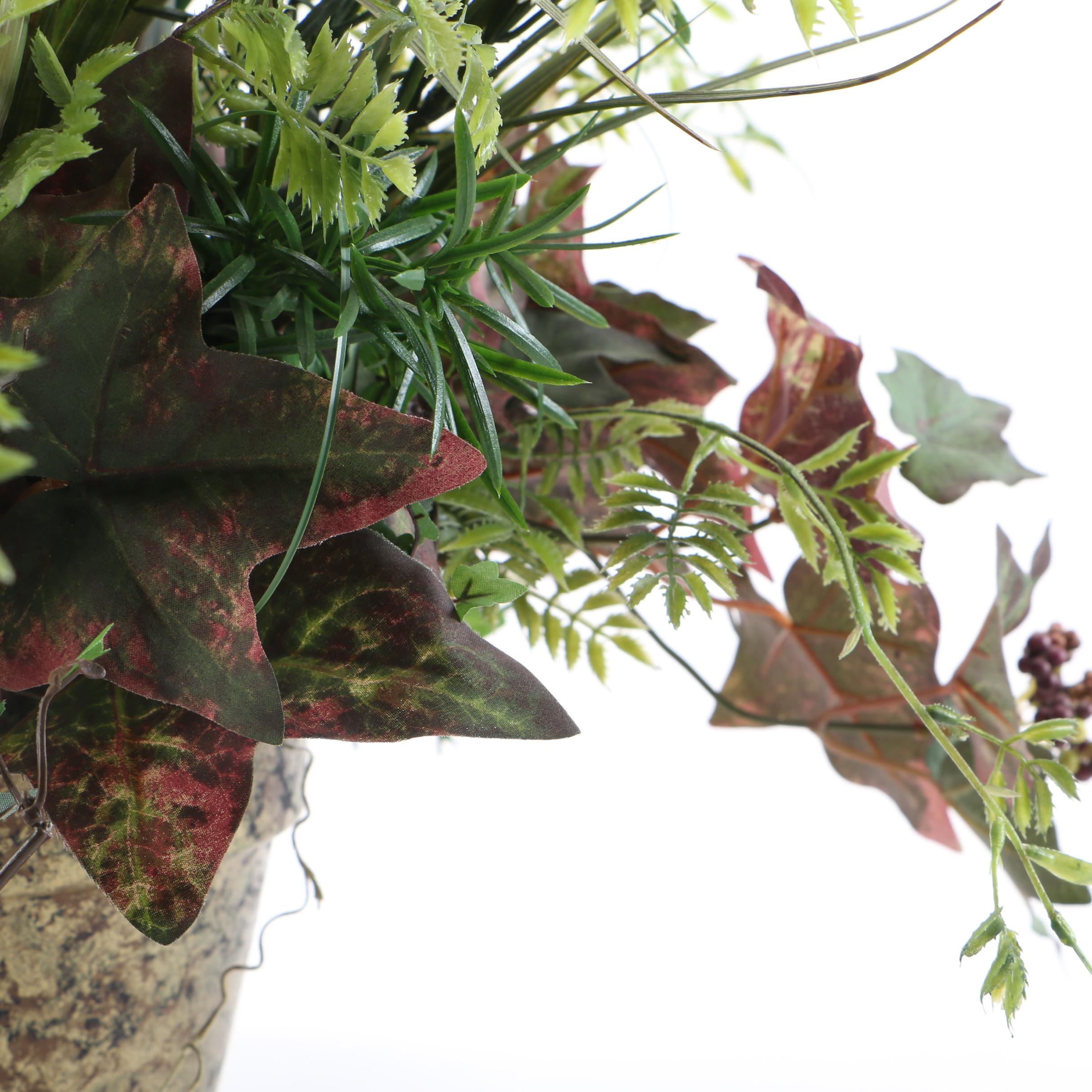 Faux Plants With Red Accents