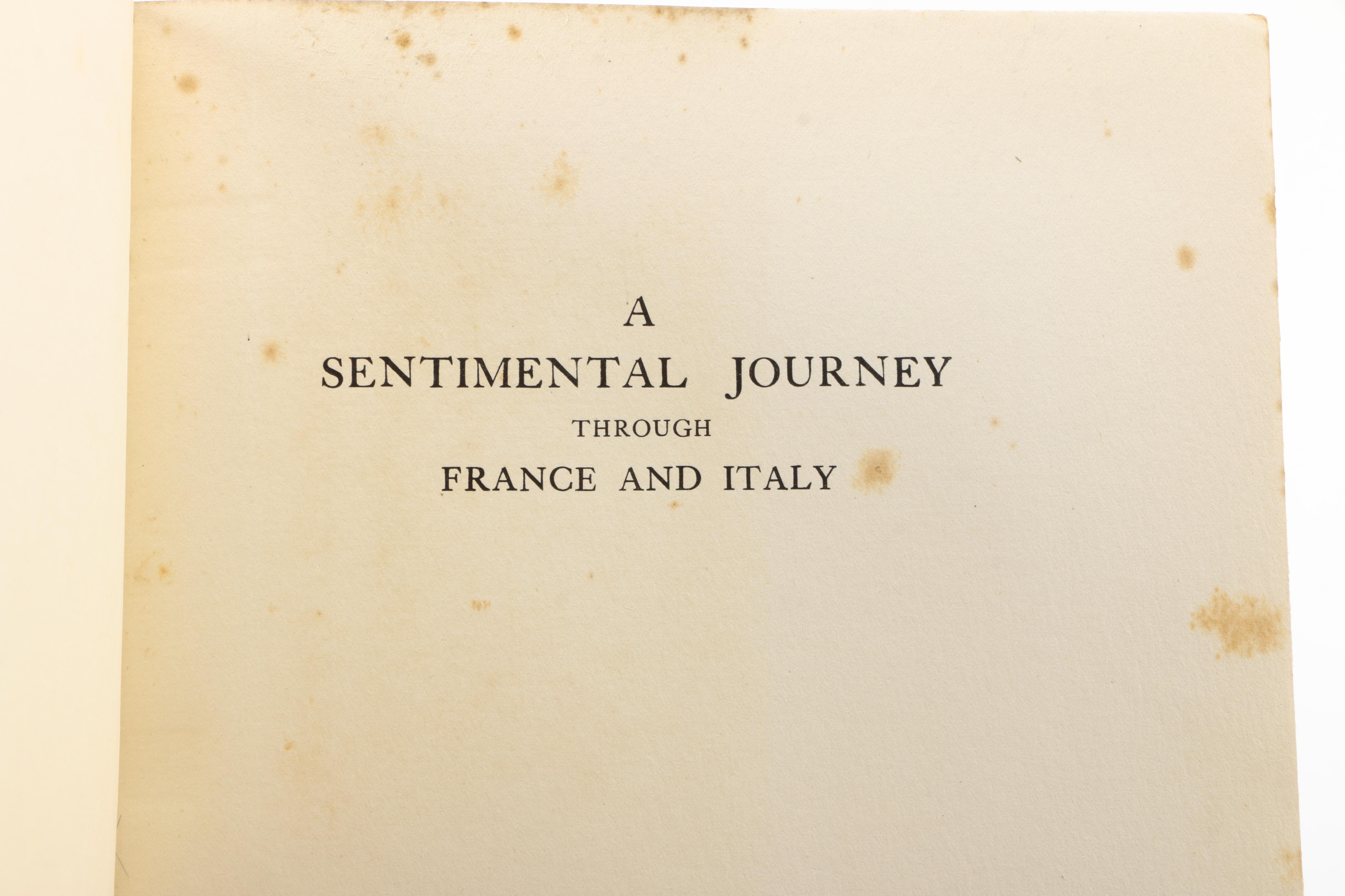 1913 "A Sentimental Journey in France & Italy" by Laurence Sterne
