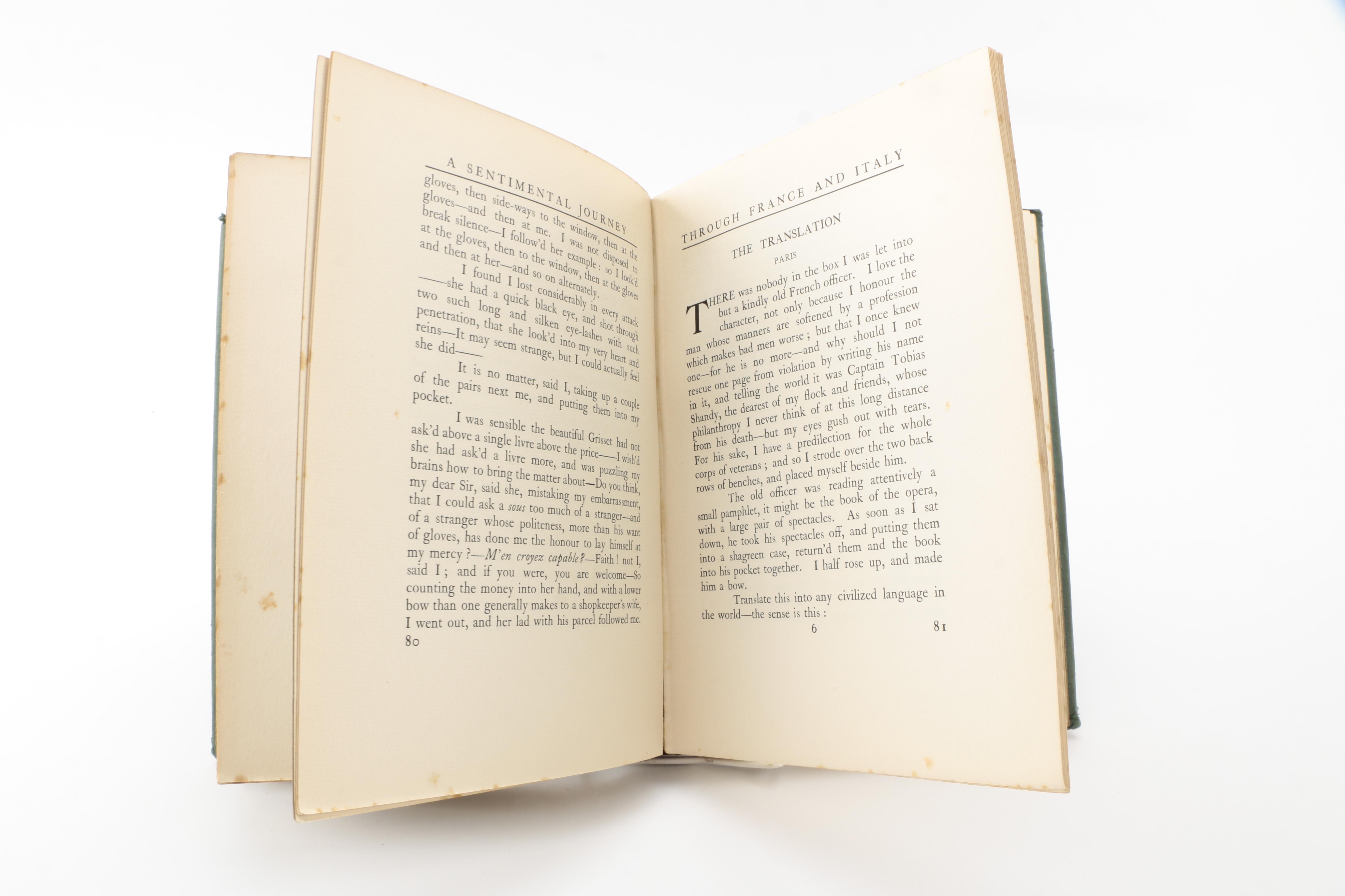 1913 "A Sentimental Journey in France & Italy" by Laurence Sterne