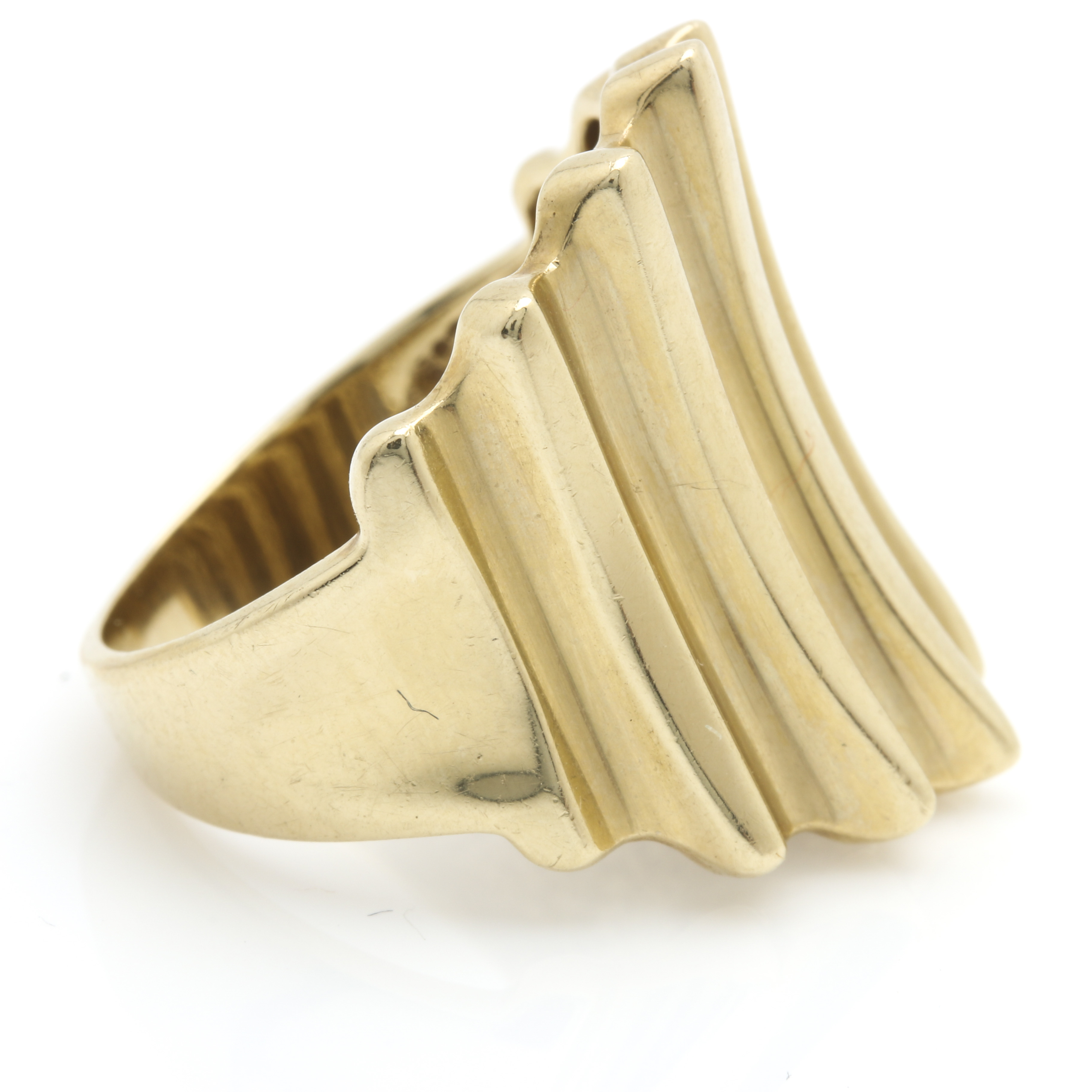 14K Yellow Gold Ridged Band