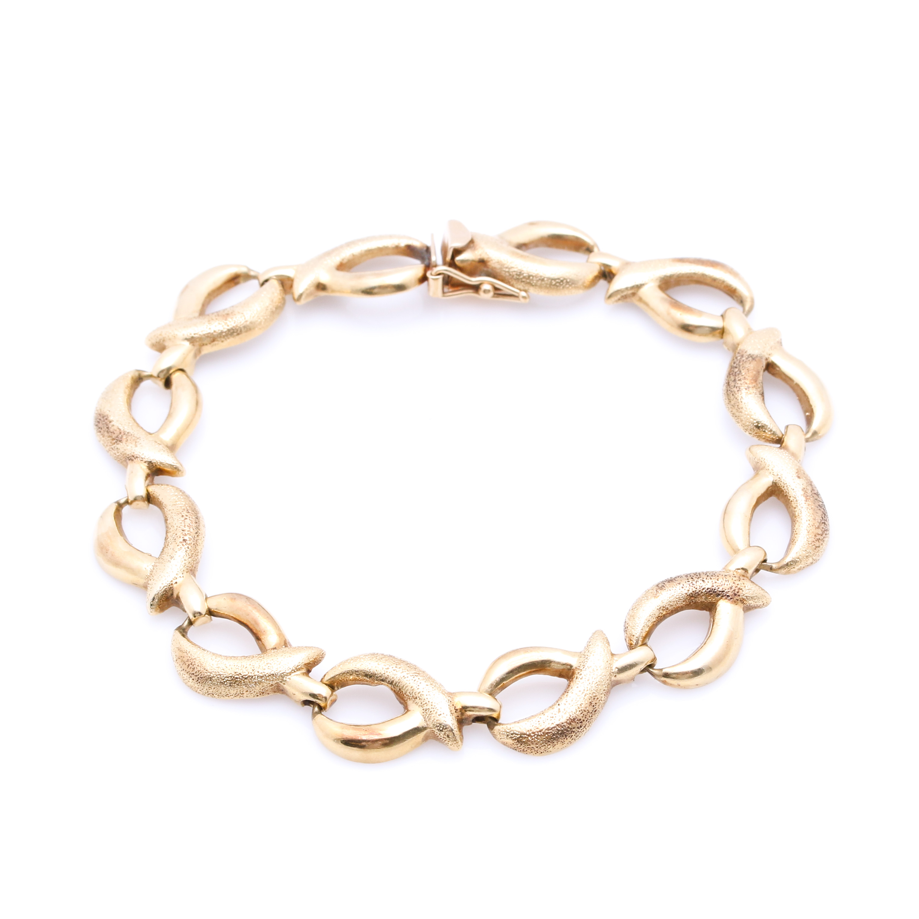 14K Yellow Gold Decorative Link Bracelet