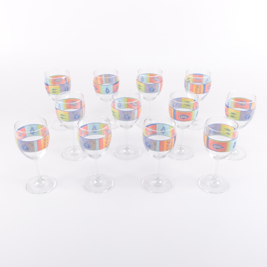 Set of Colorful Nature Themed Wine Glasses