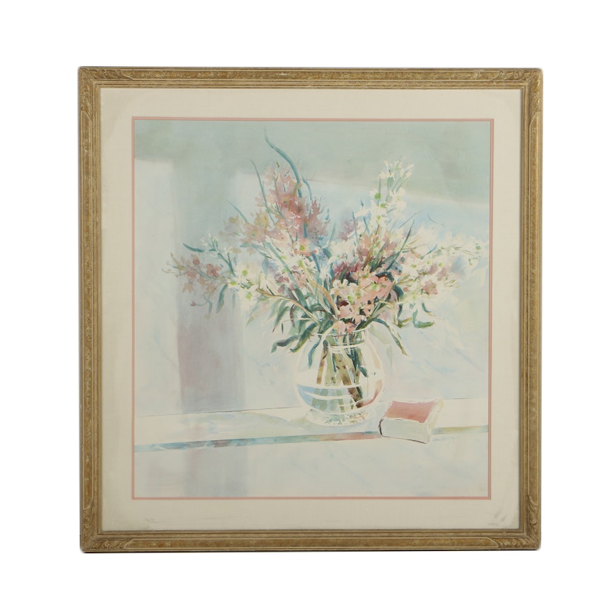 Vinci Kolodziejski Watercolor Painting on Paper "Vase of Flowers"