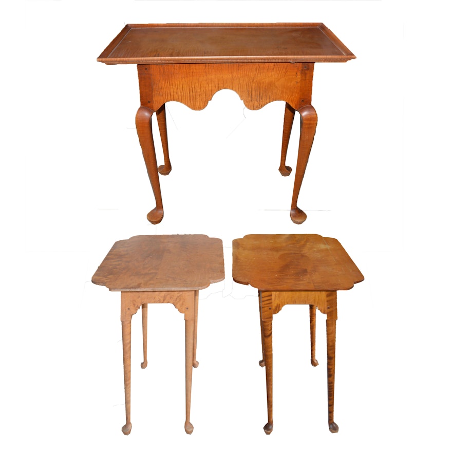 Three Queen Anne Style End Tables