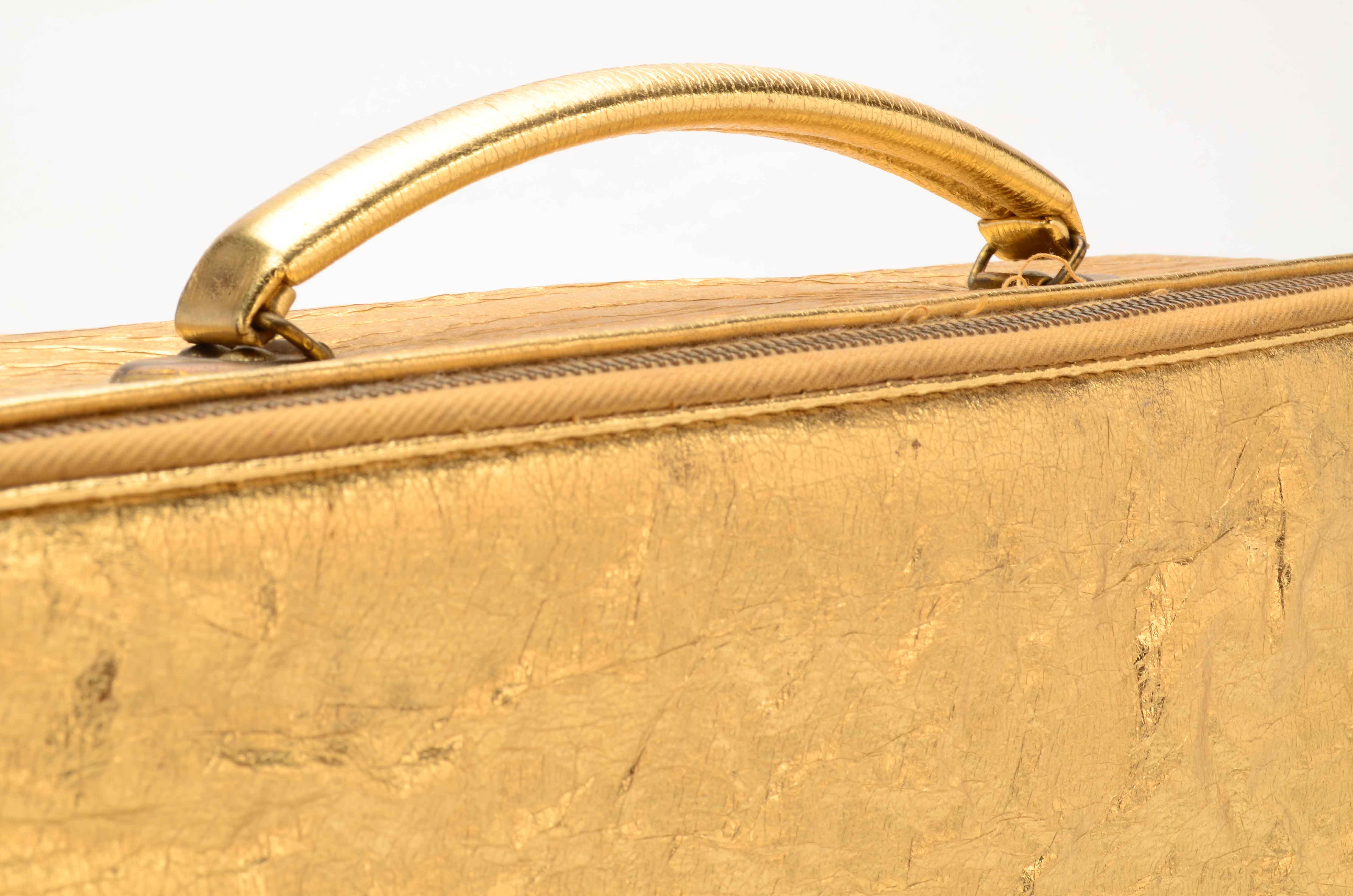 Vintage Small Gold Lamé Suitcase