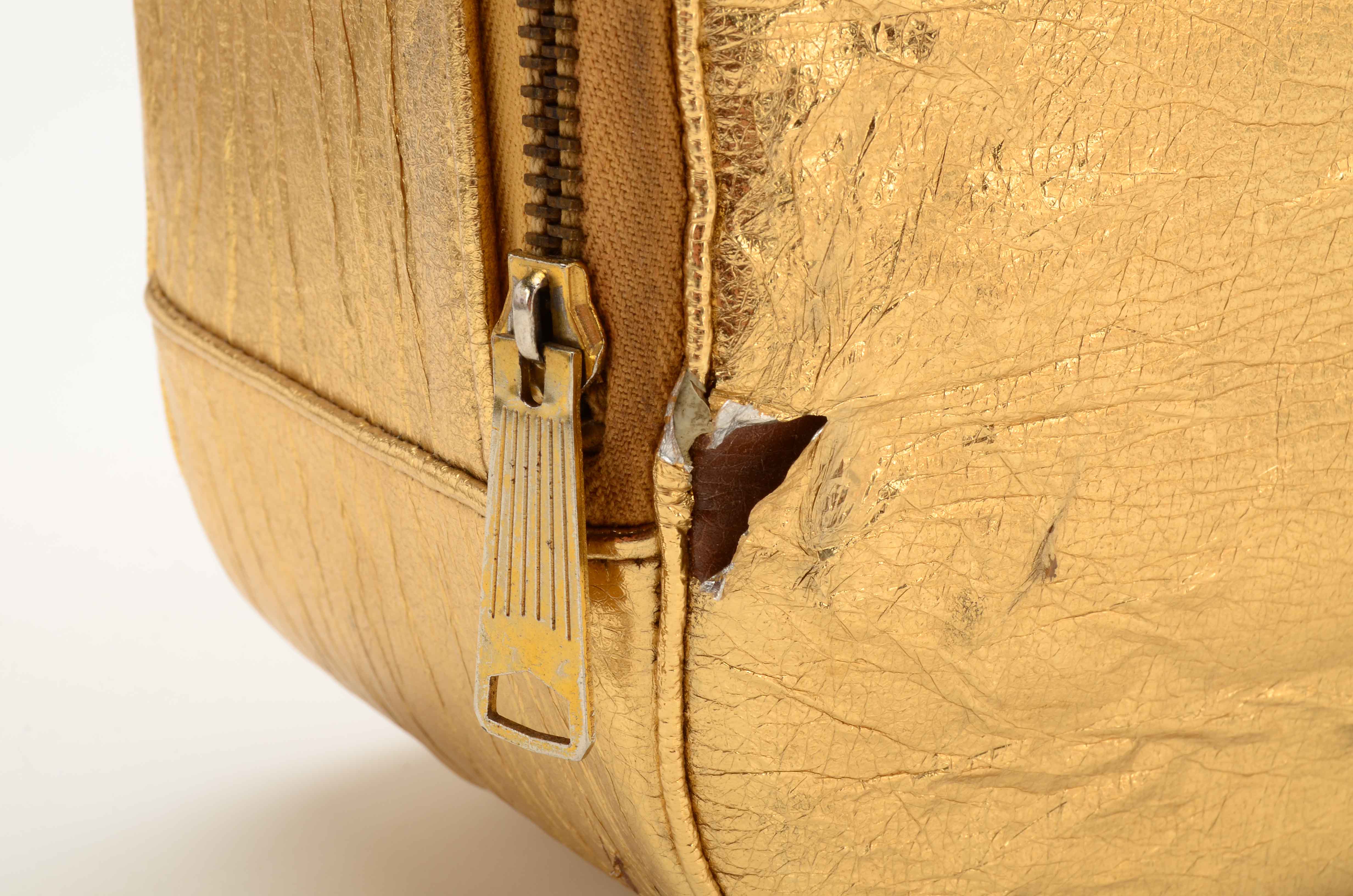 Vintage Small Gold Lamé Suitcase