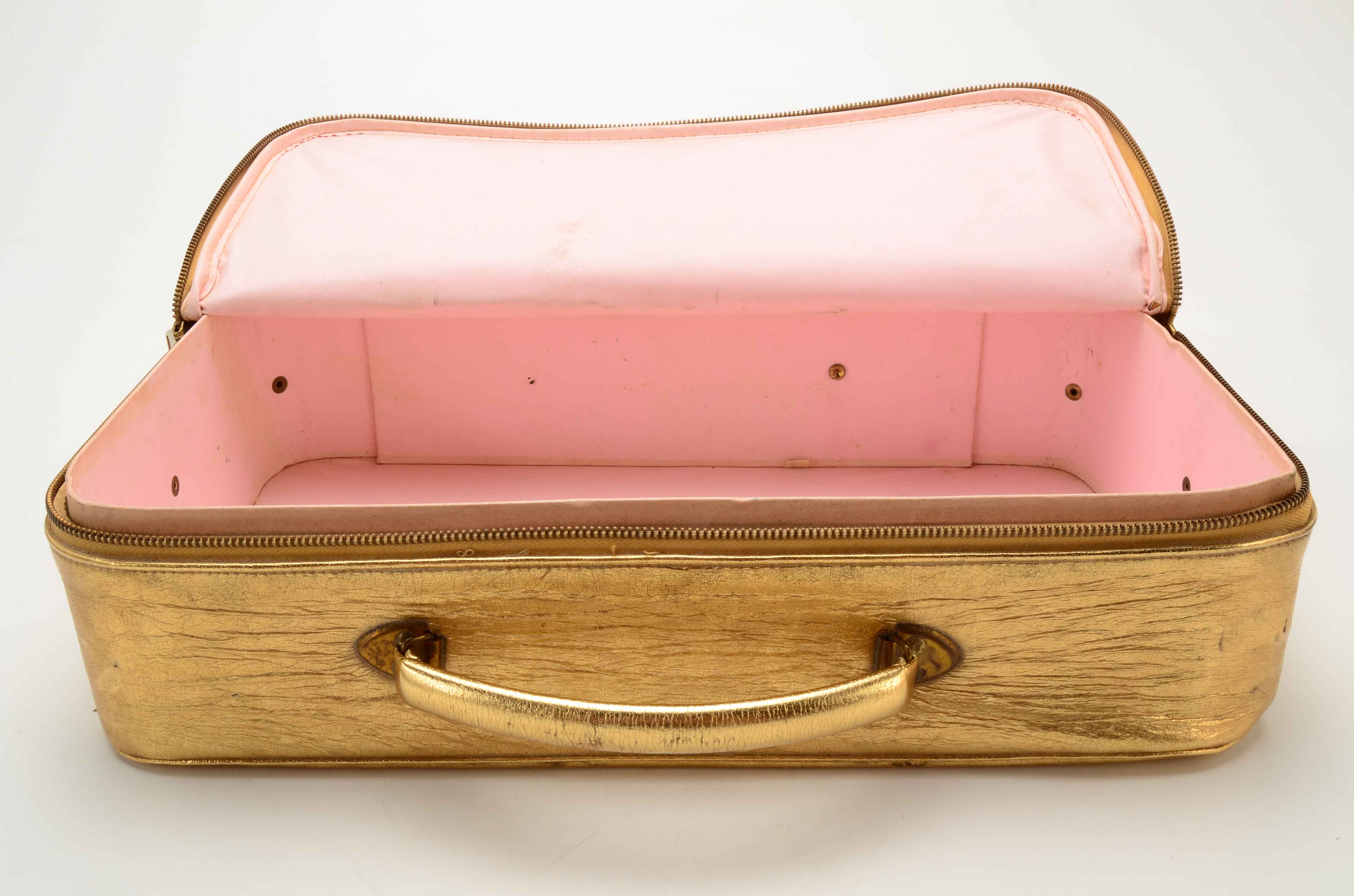Vintage Small Gold Lamé Suitcase