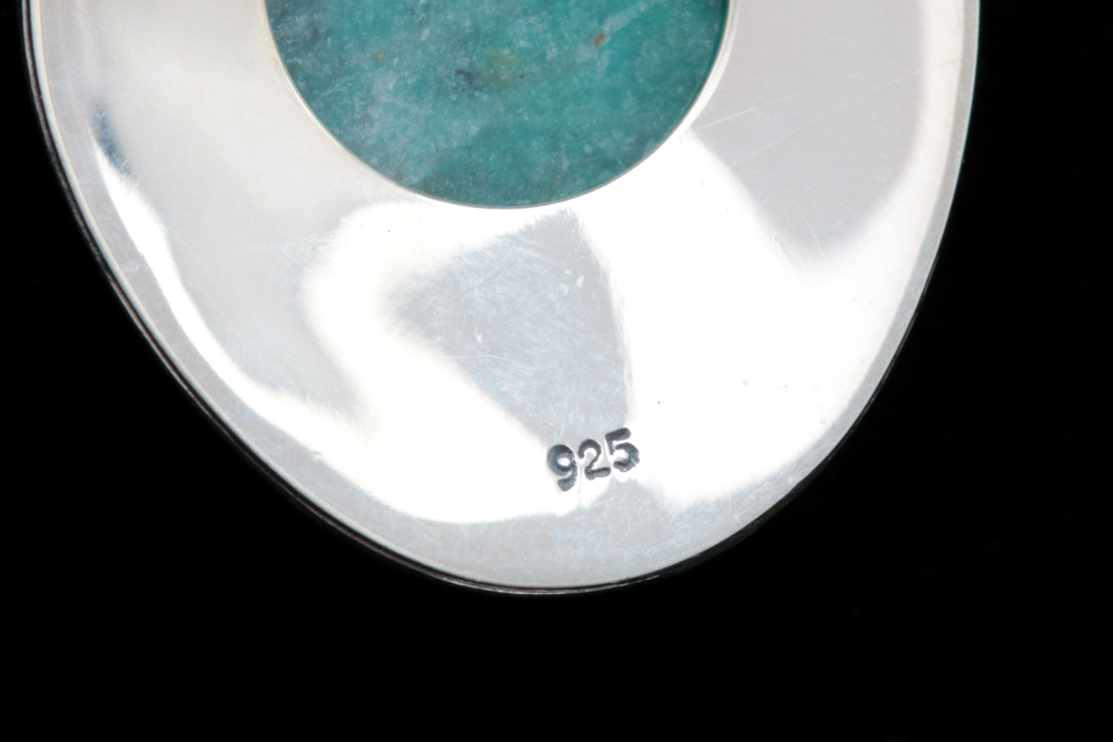 Sterling Silver and Amazonite Pendant with Robert Manse Sterling Silver Wheat Chain