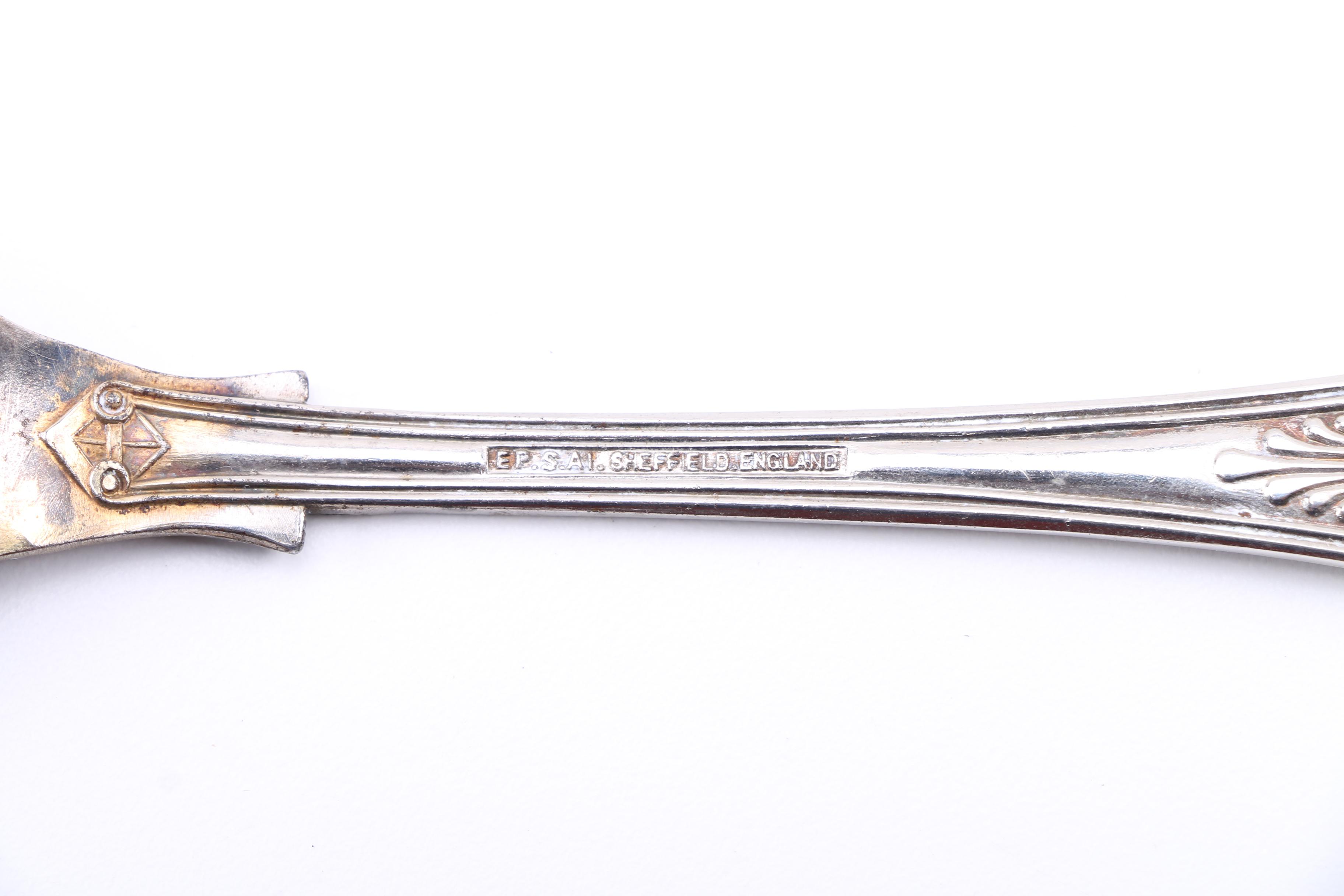 Sheffield Silver Plate Salad Serving Set in "Kings" Pattern