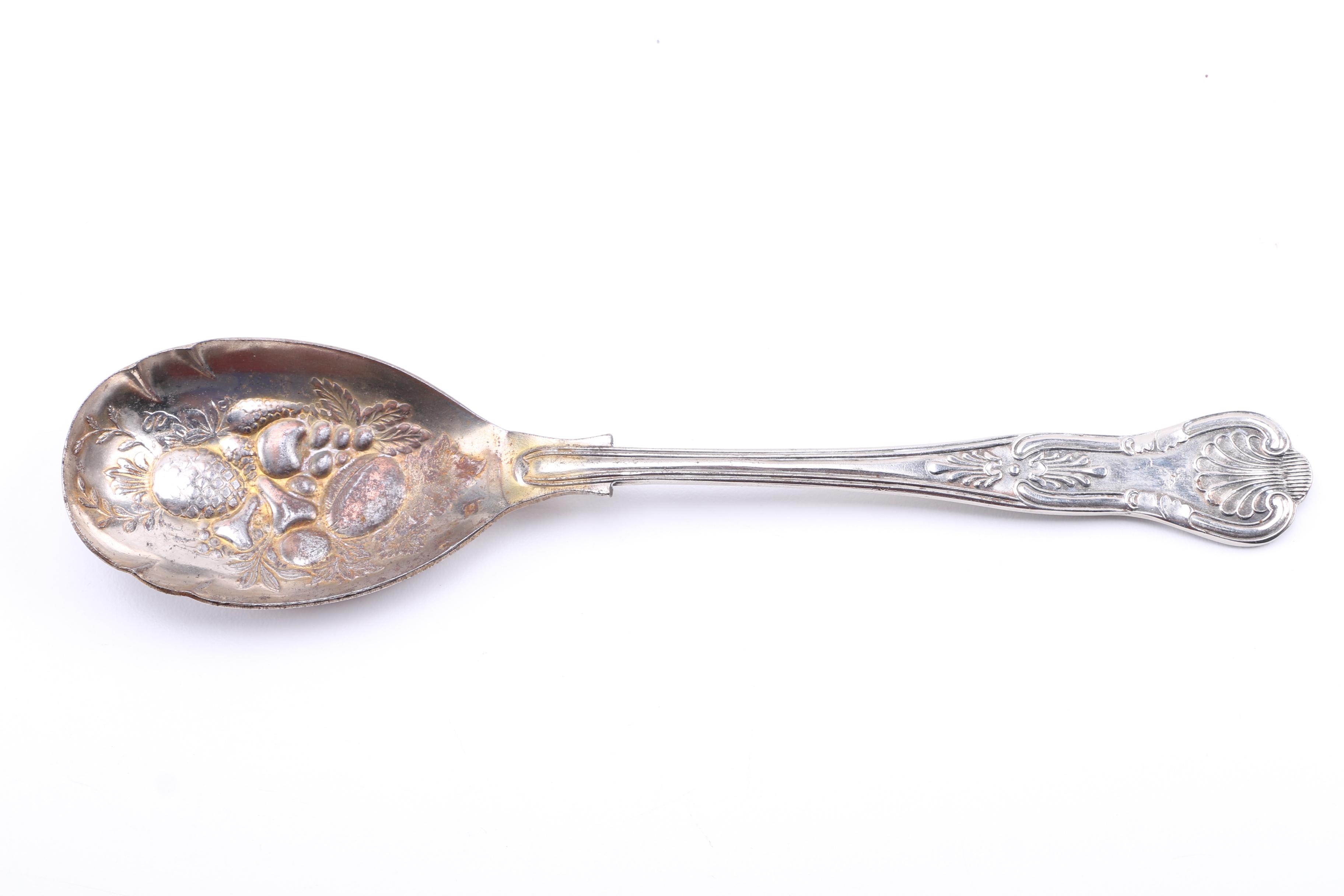 Sheffield Silver Plate Salad Serving Set in "Kings" Pattern