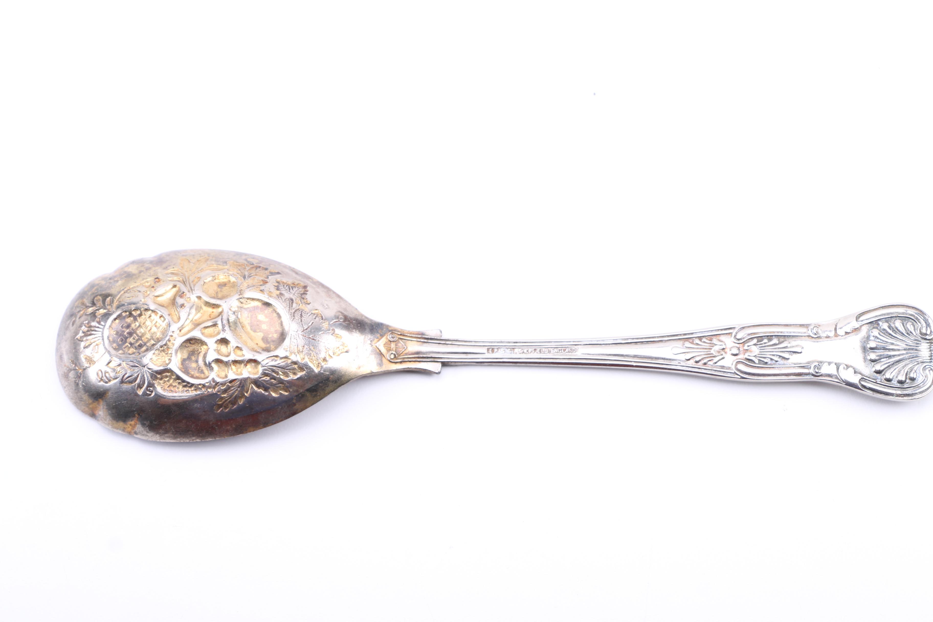 Sheffield Silver Plate Salad Serving Set in "Kings" Pattern