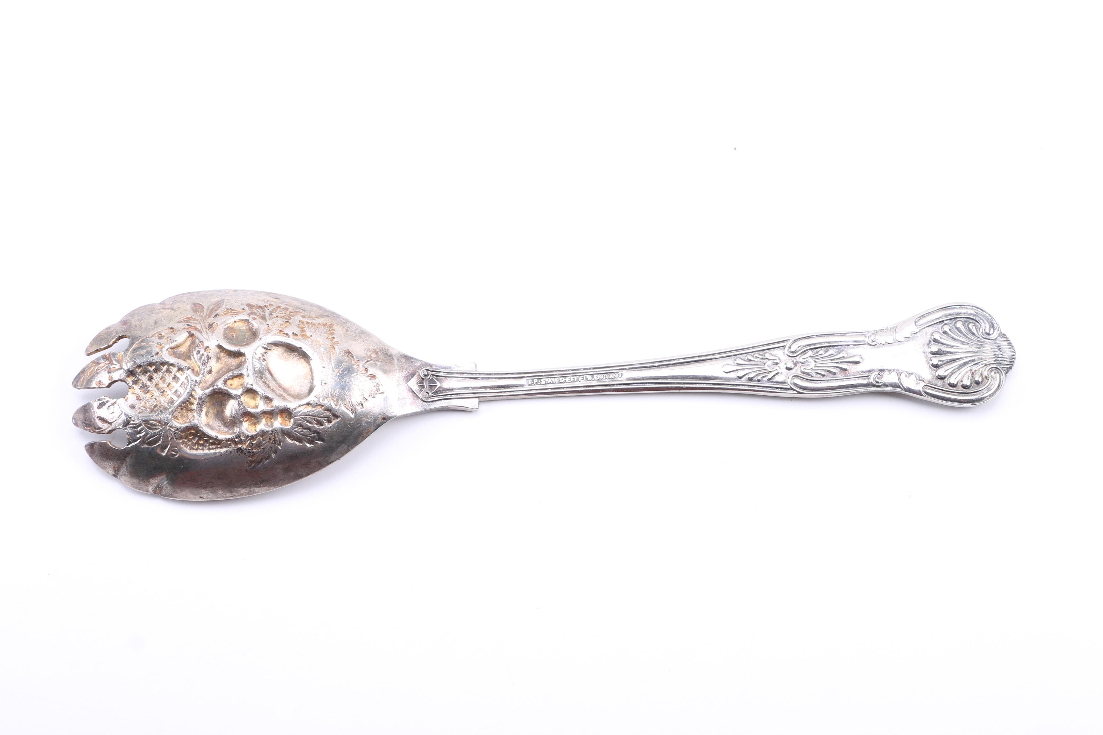 Sheffield Silver Plate Salad Serving Set in "Kings" Pattern