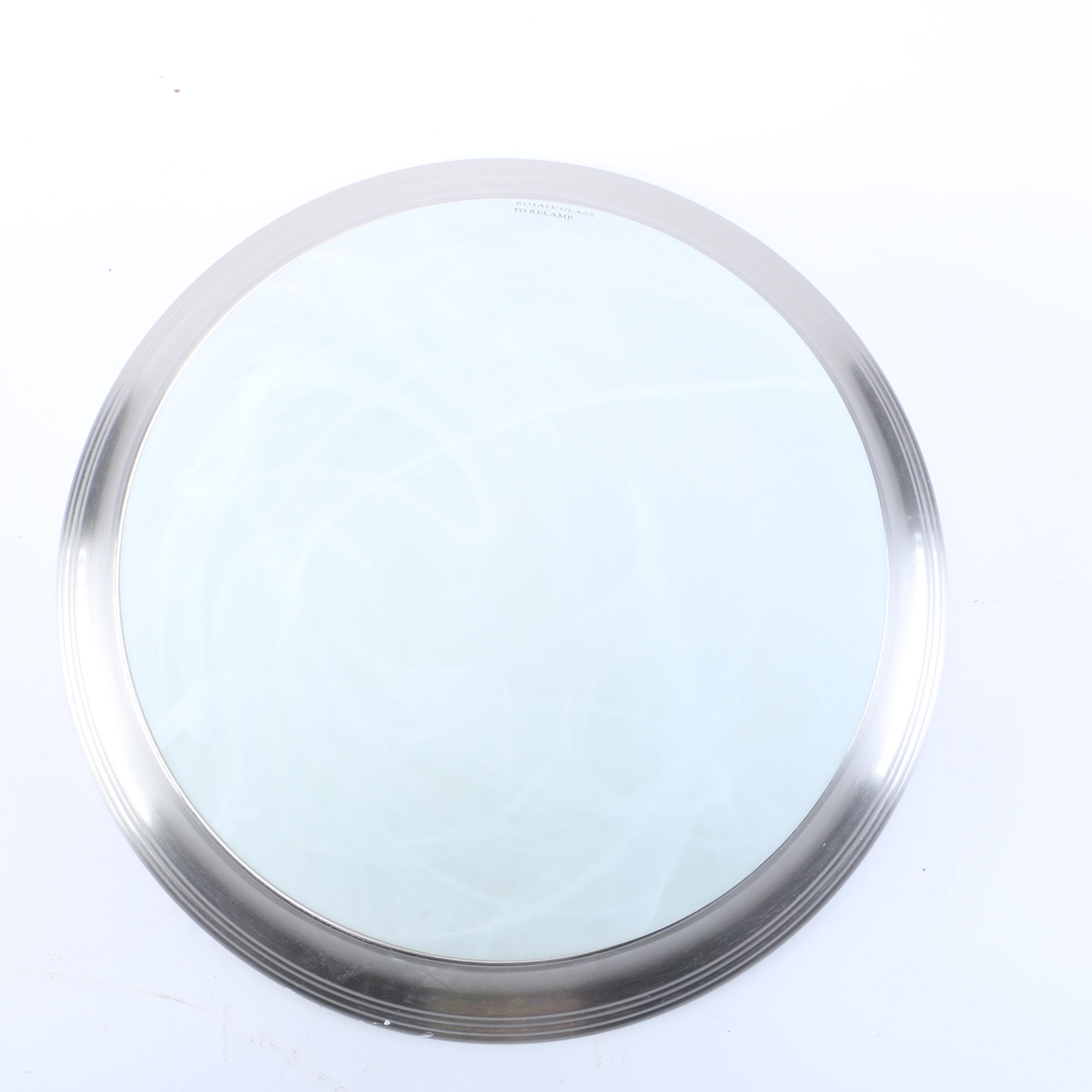 Silver and White Flush Mount Light