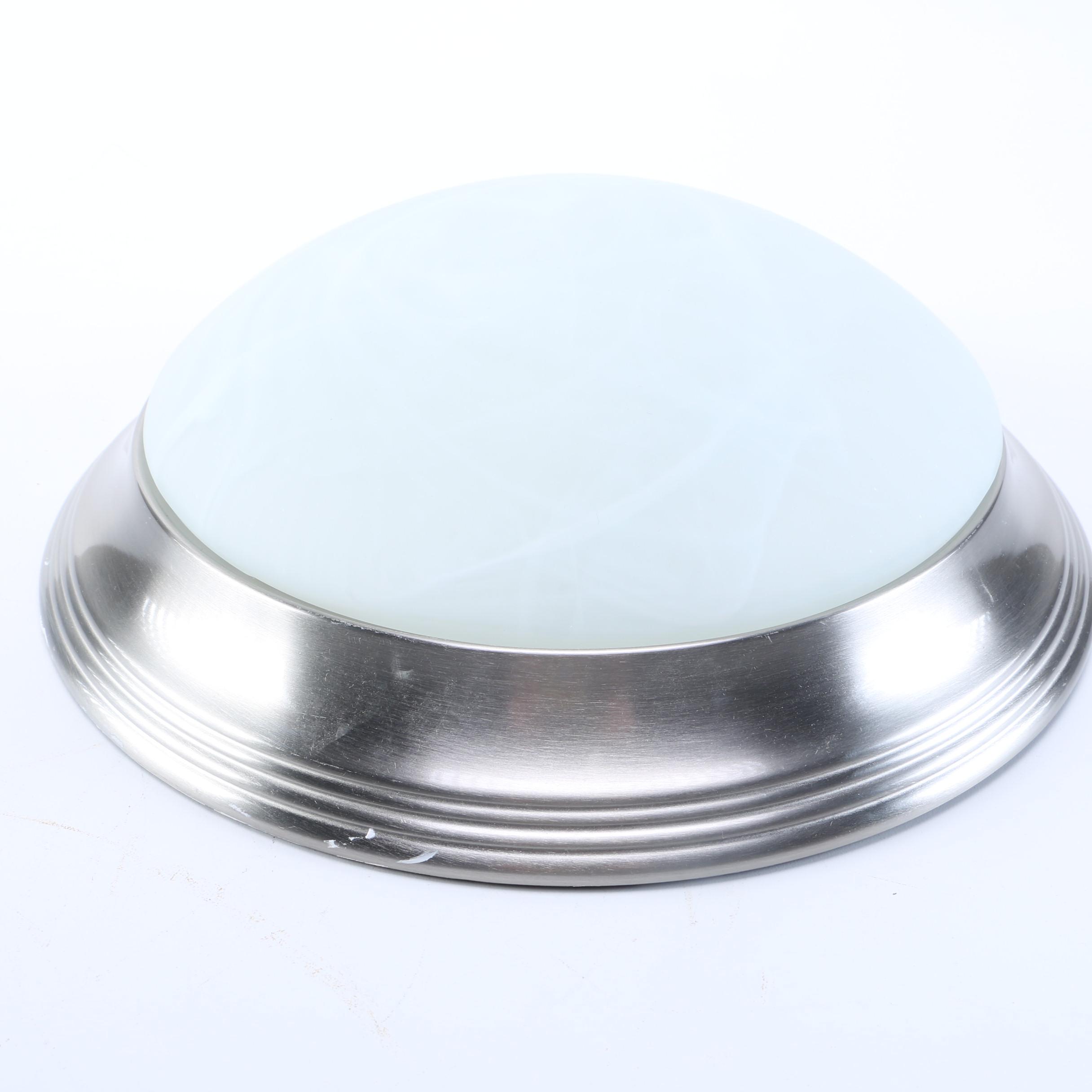 Silver and White Flush Mount Light