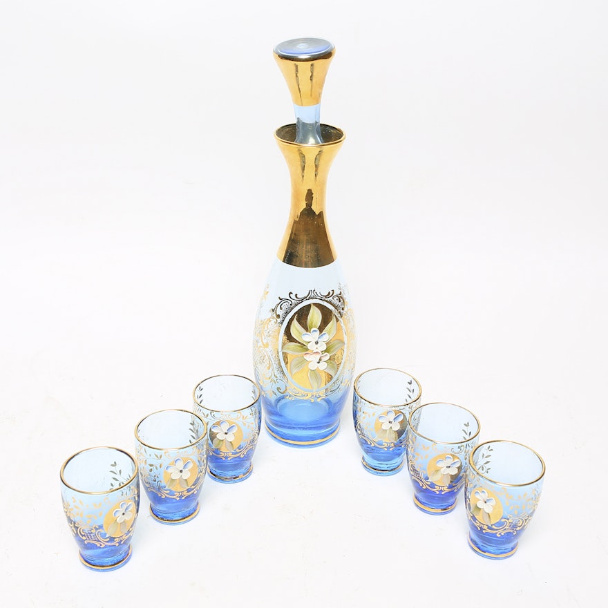 Bohemian Glass Decanter and Glasses