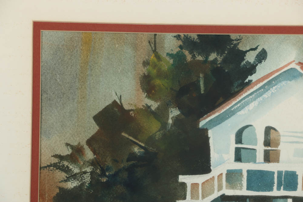 Phyllis Rutigliano Watercolor on Paper of a White House